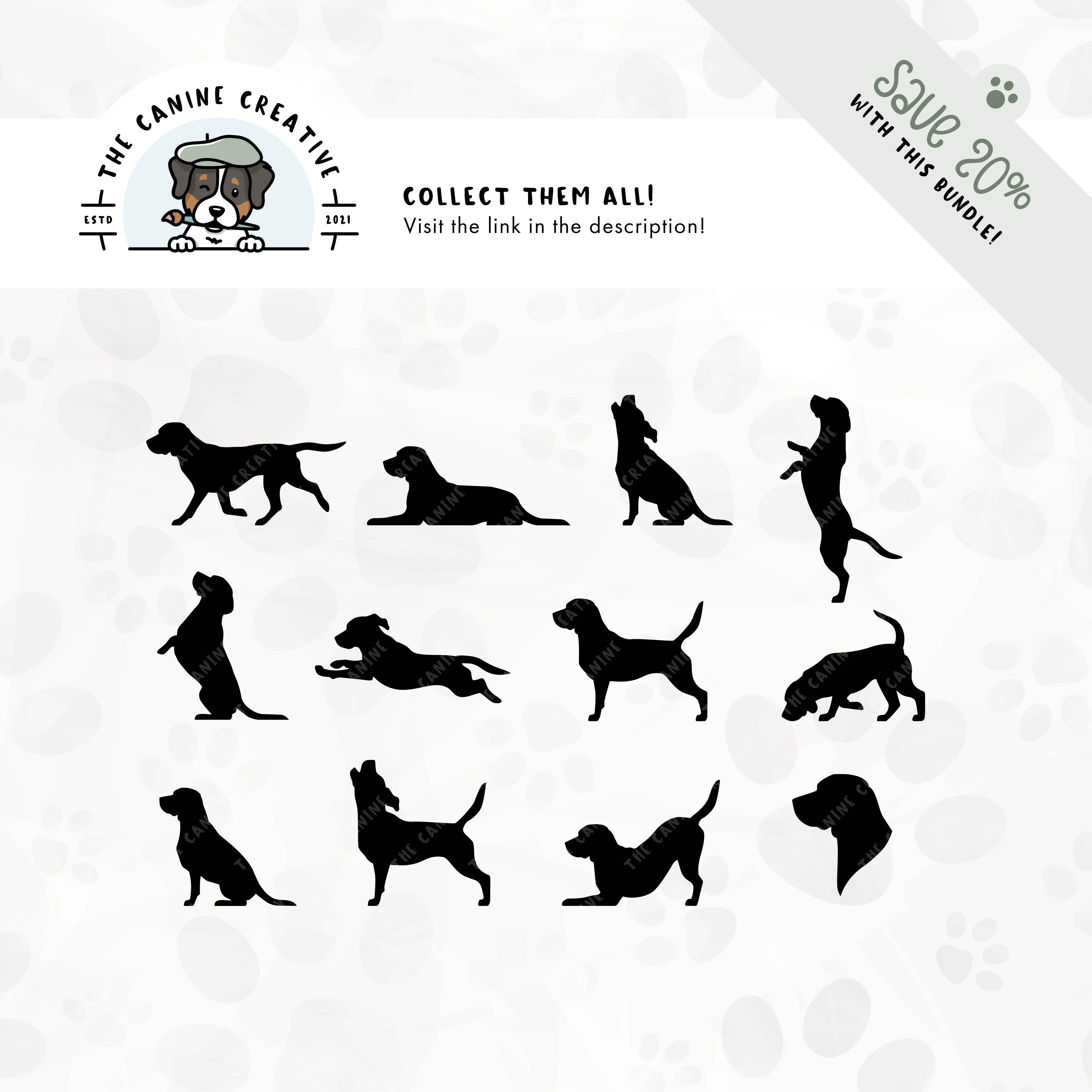 Save 20% with our related 12-pack Beagle silhouette bundle.
