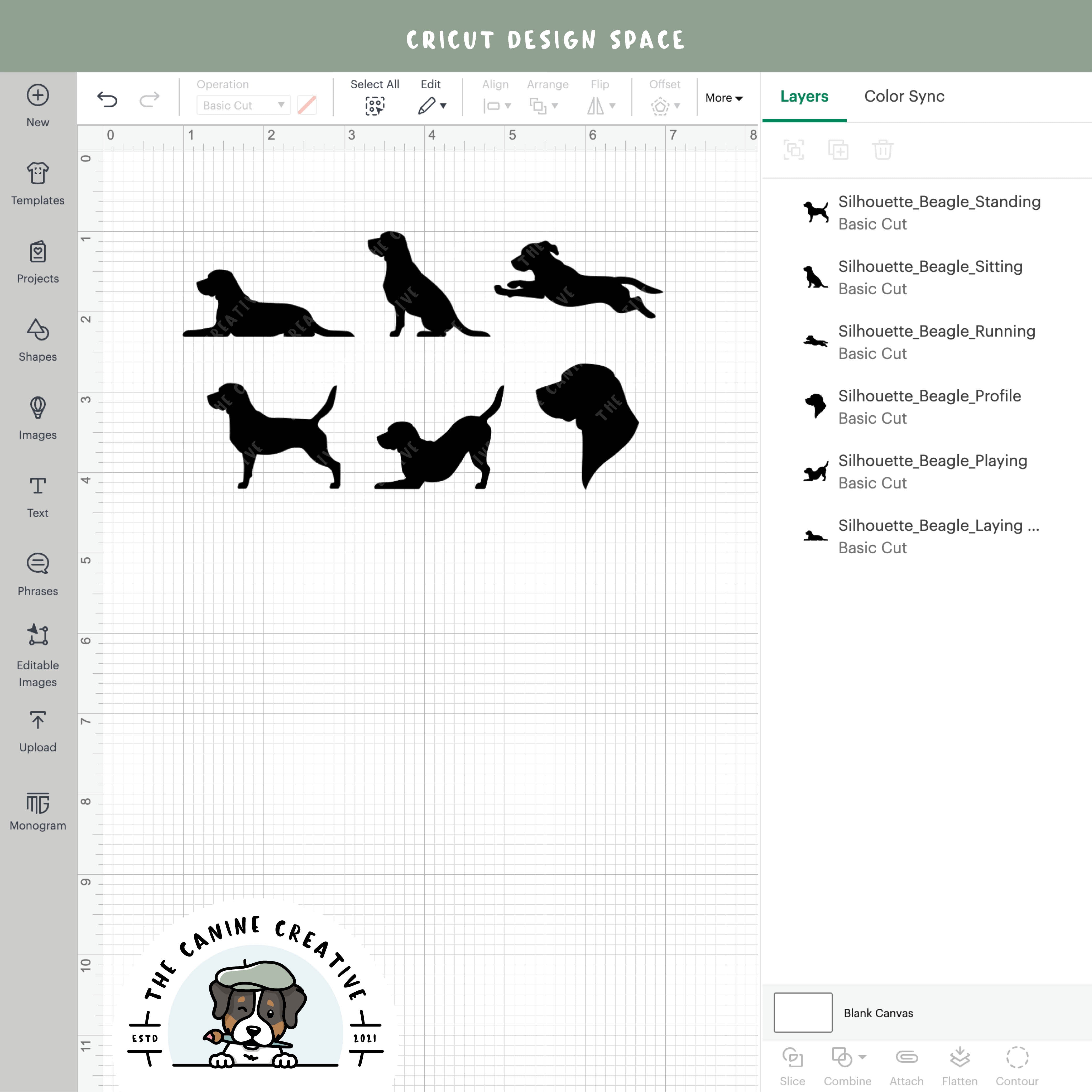 Screenshot showing designs inside Cricut Design Space.