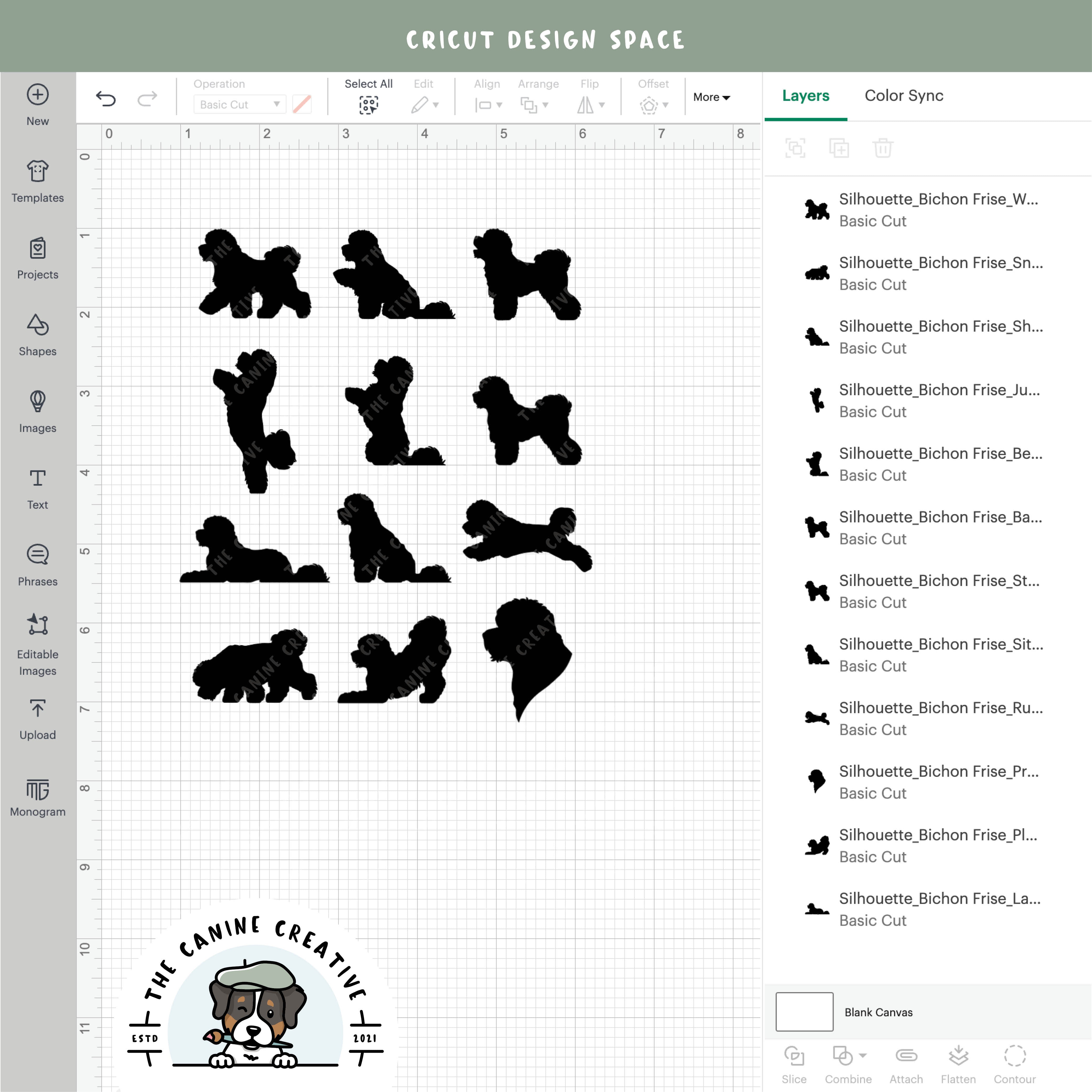 Screenshot showing designs inside Cricut Design Space.