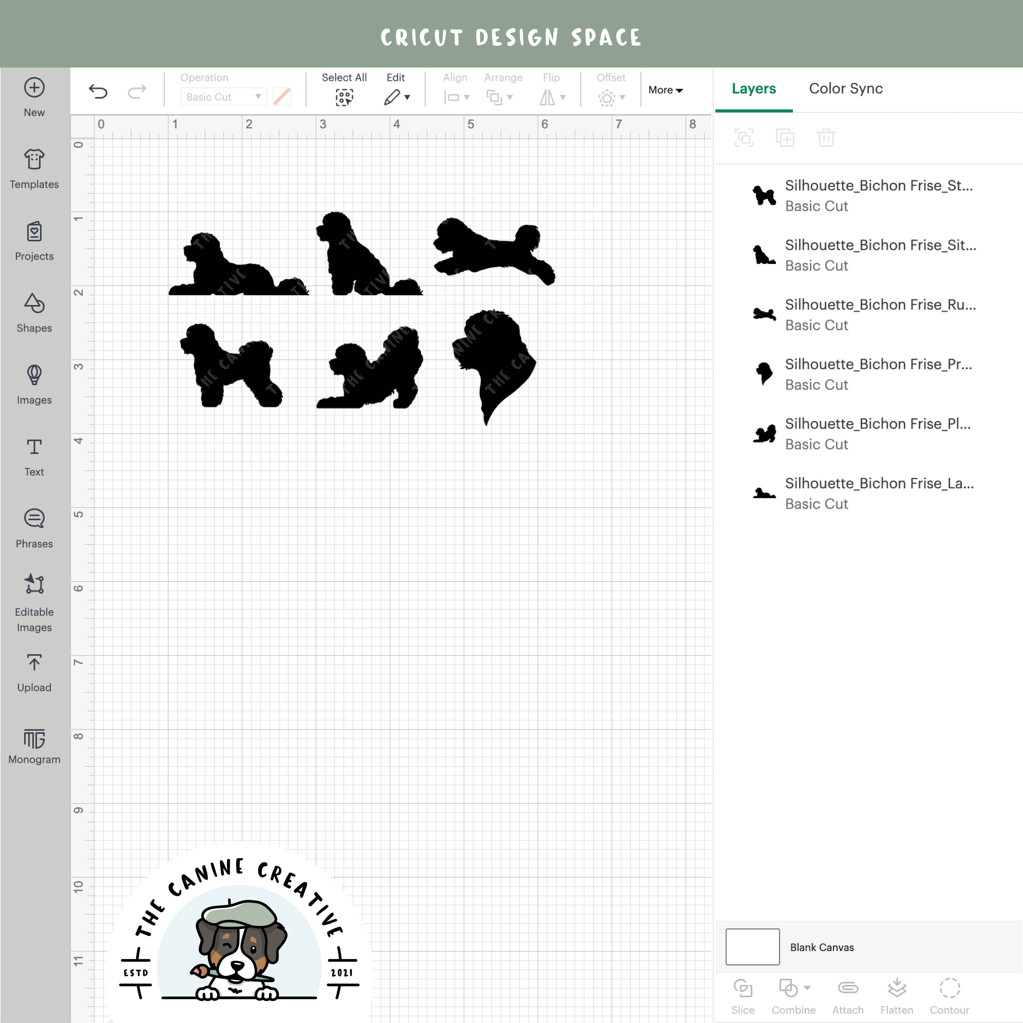 Screenshot showing designs inside Cricut Design Space.