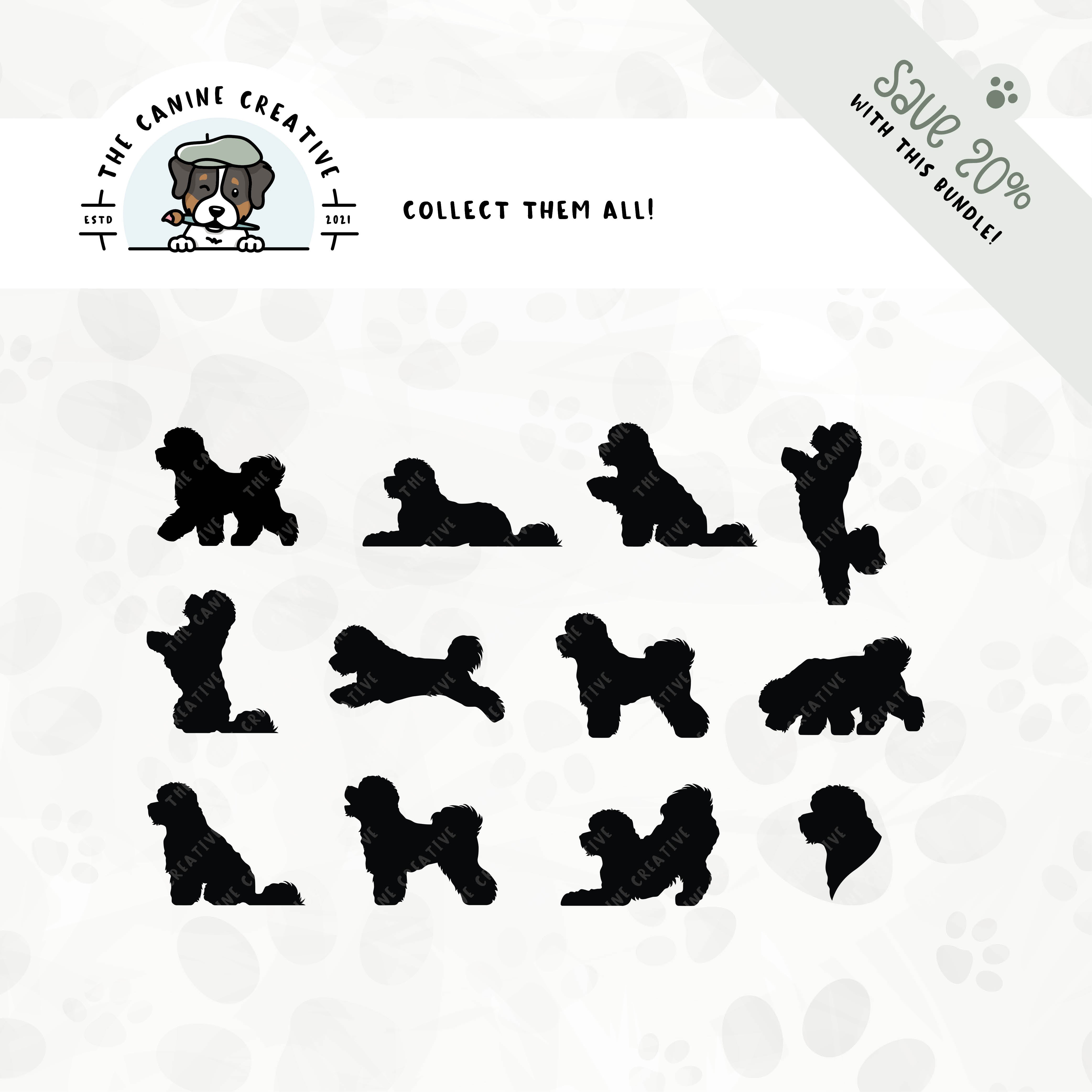 Save 20% with our related 12-pack Bichon Frise silhouette bundle.