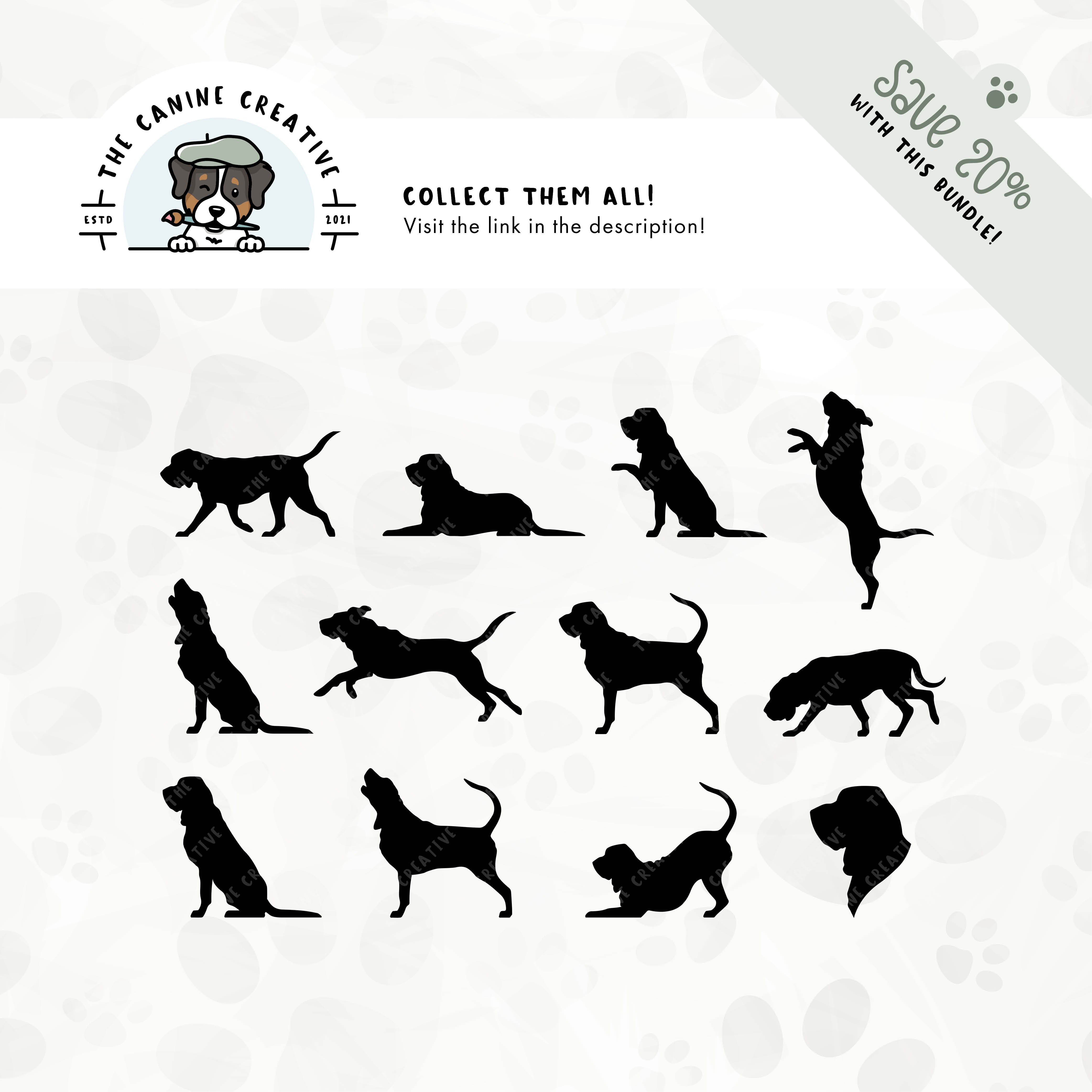 Save 20% with our related 12-pack Bloodhound silhouette bundle!
