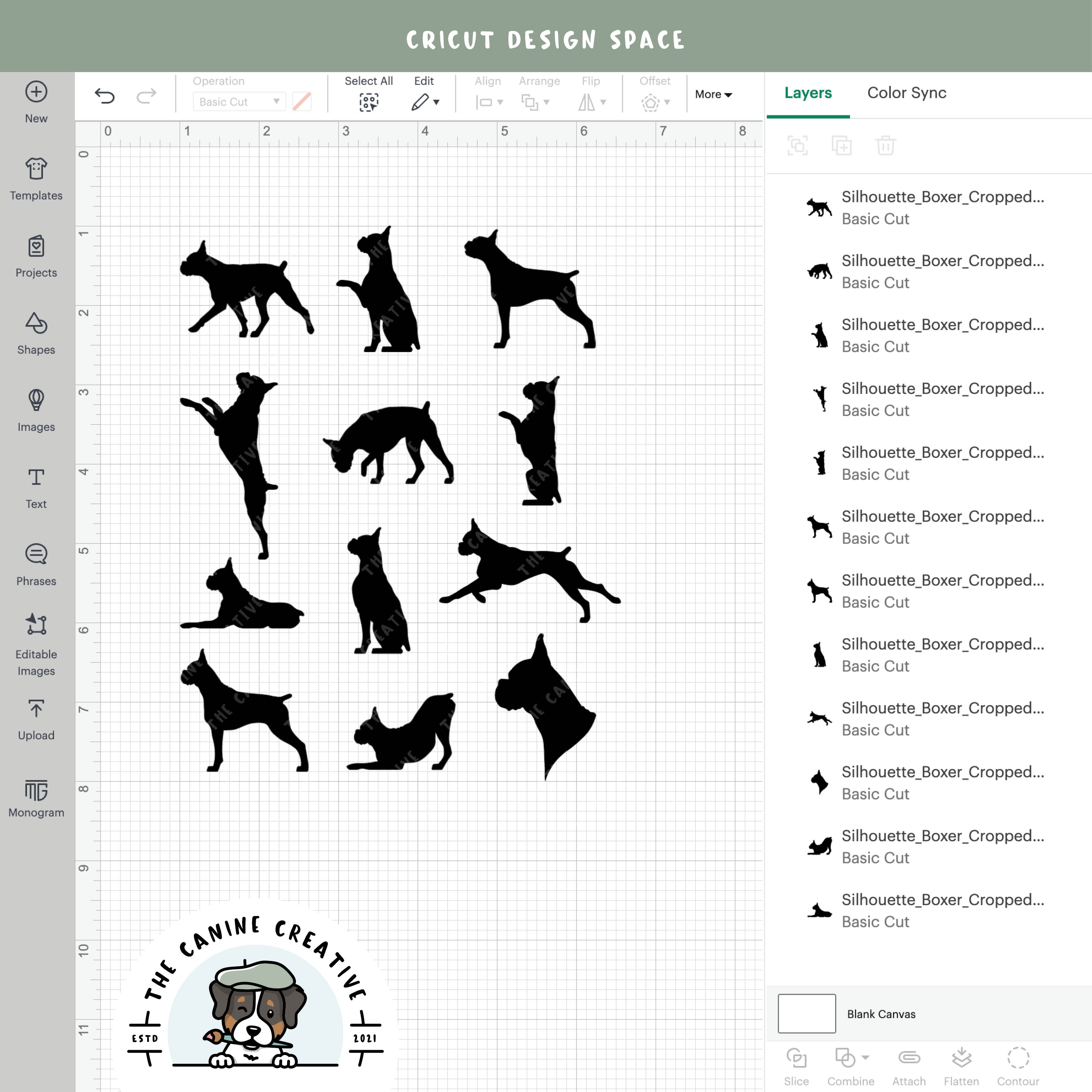 Screenshot showing designs inside Cricut Design Space.