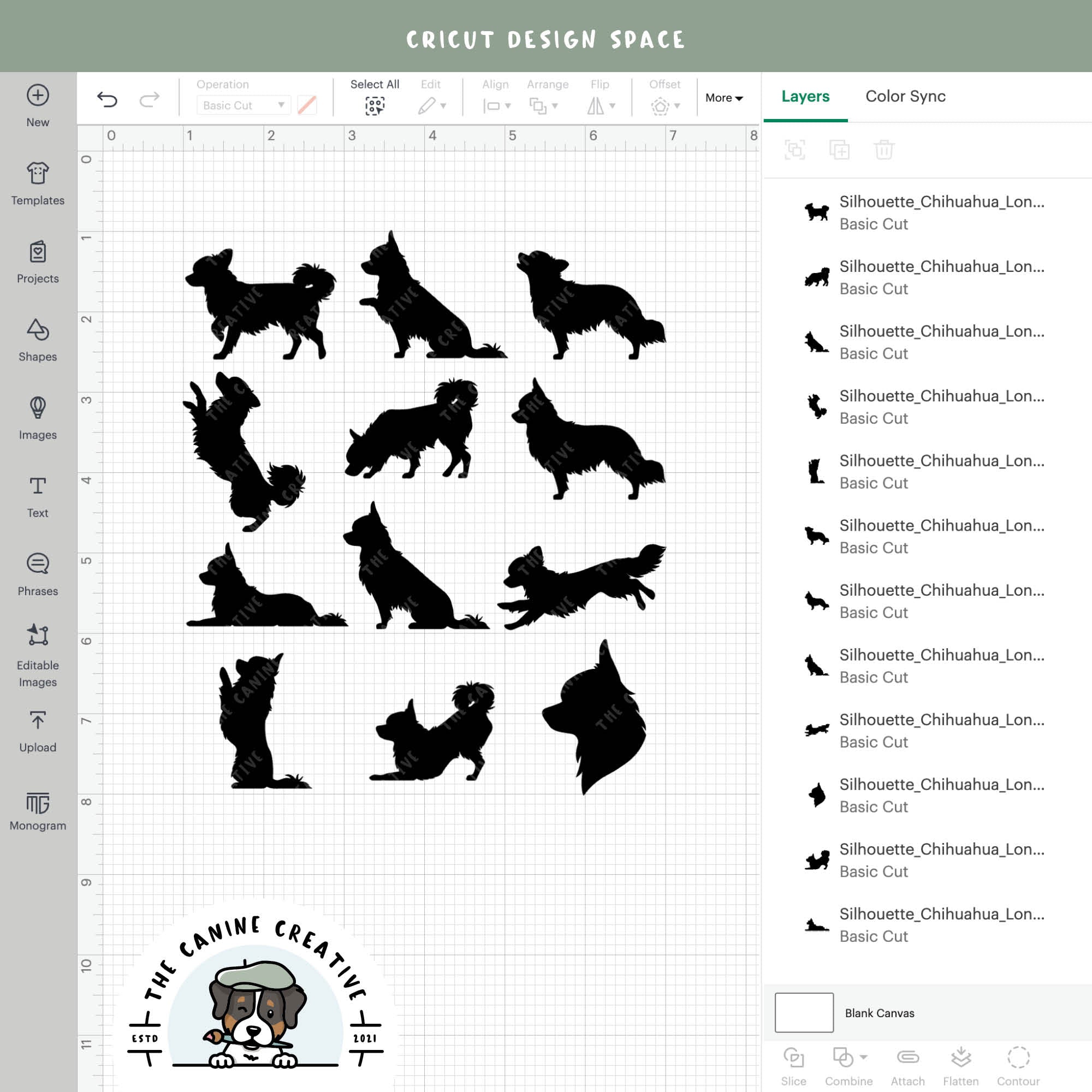 Screenshot showing designs inside Cricut Design Space.