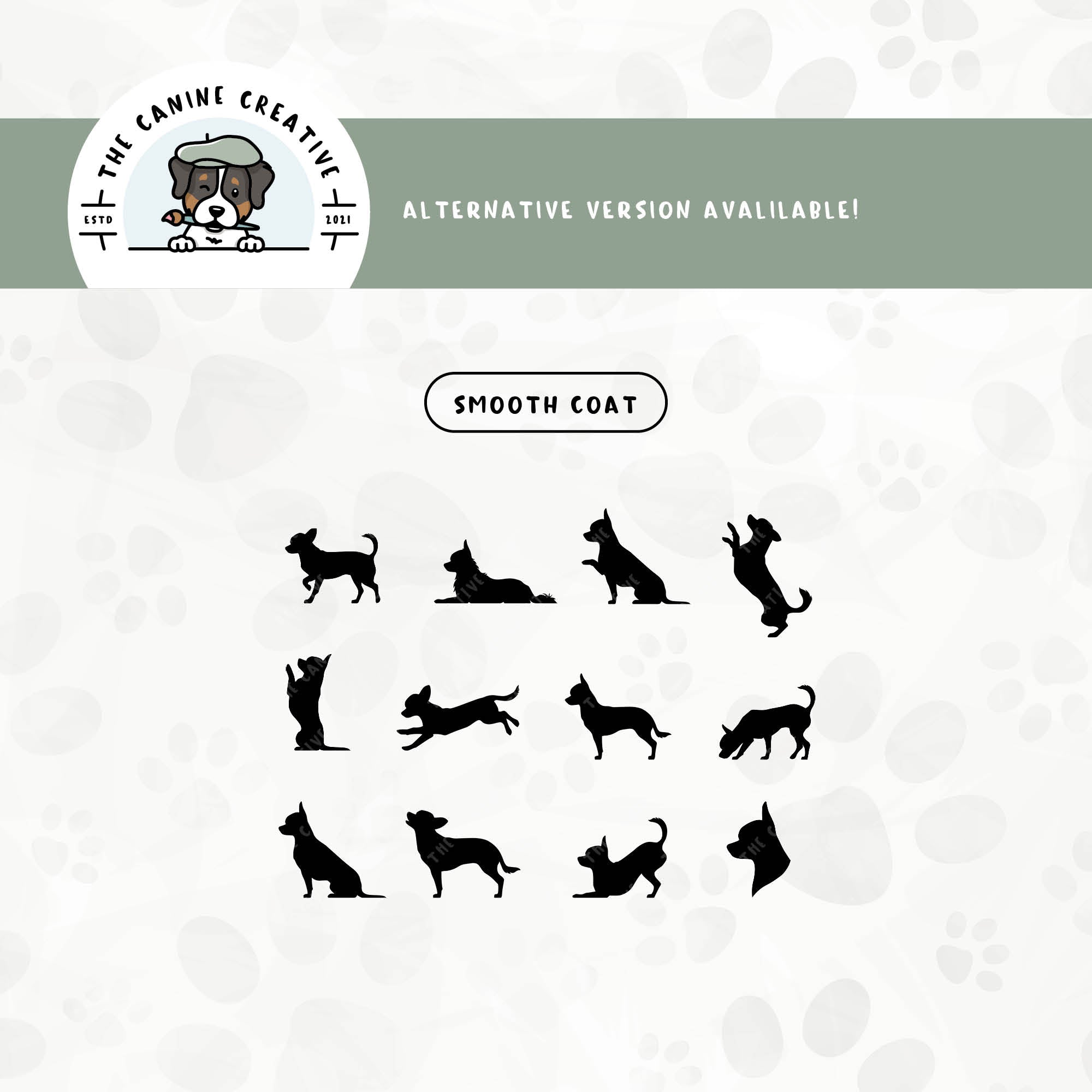 Check out our alternate version of this silhouette bundle featuring Smooth Coat Chihuahuas.