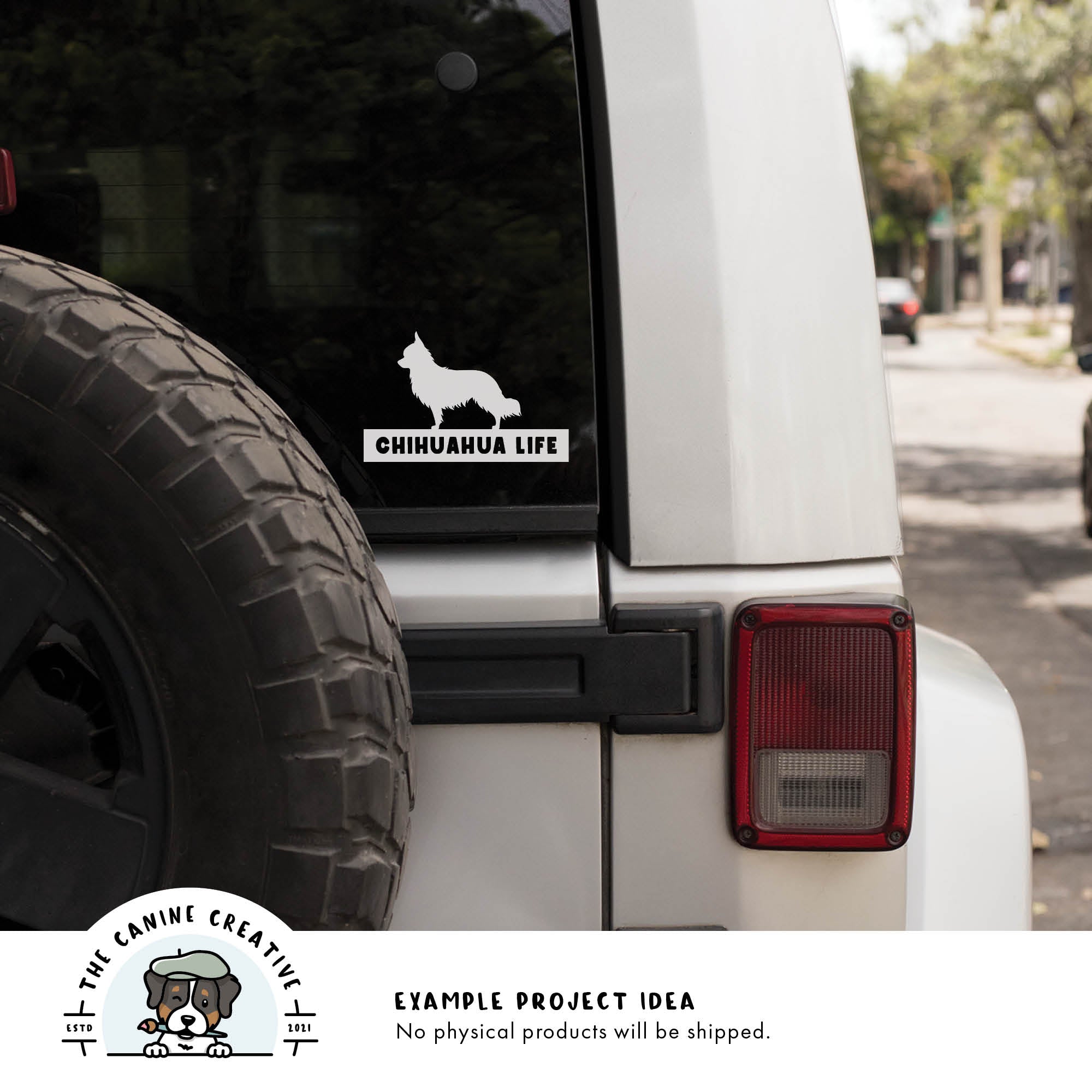 Example project idea showing design as a decal on a car window.