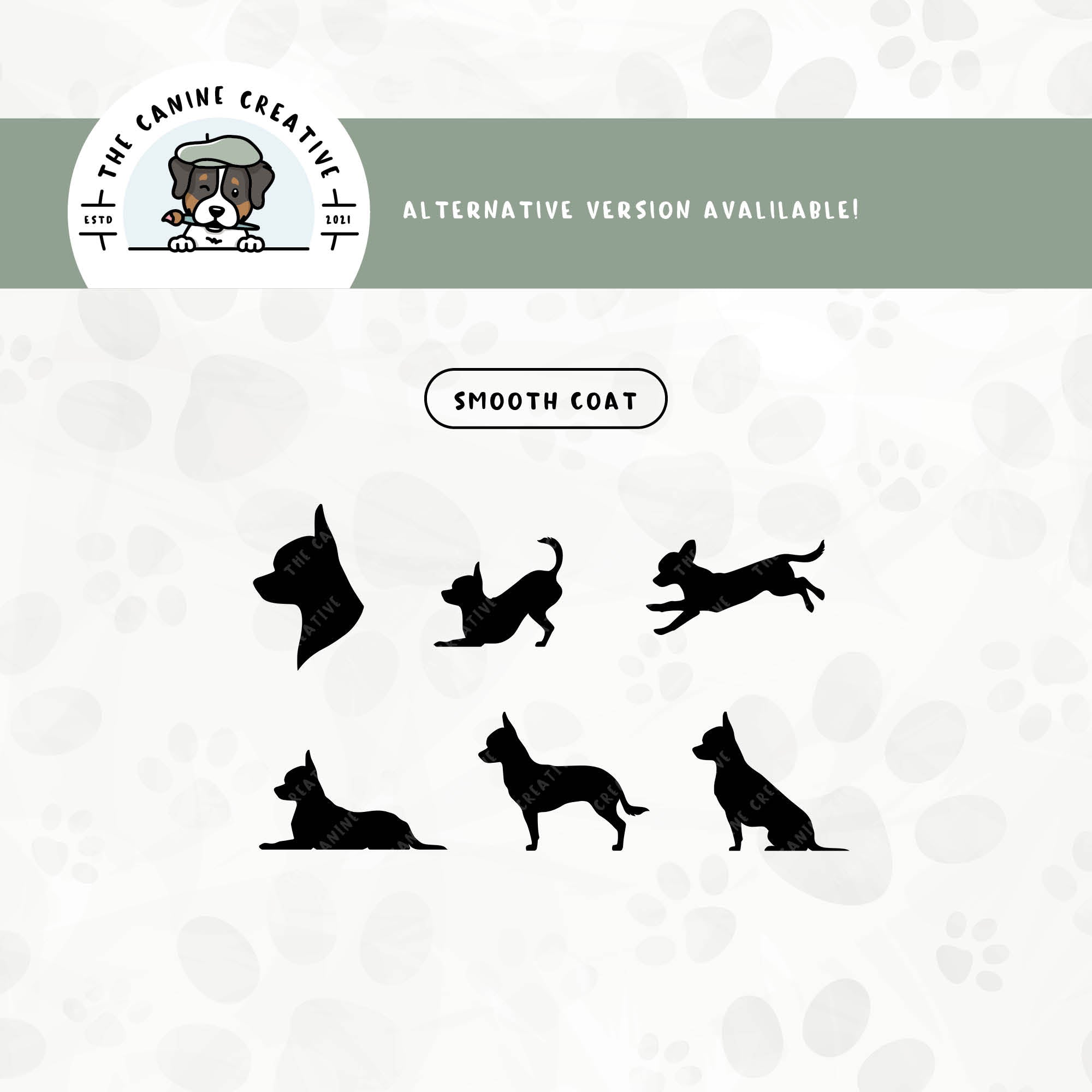 Check out our alternate version of this silhouette bundle featuring Smooth Coat Chihuahuas.