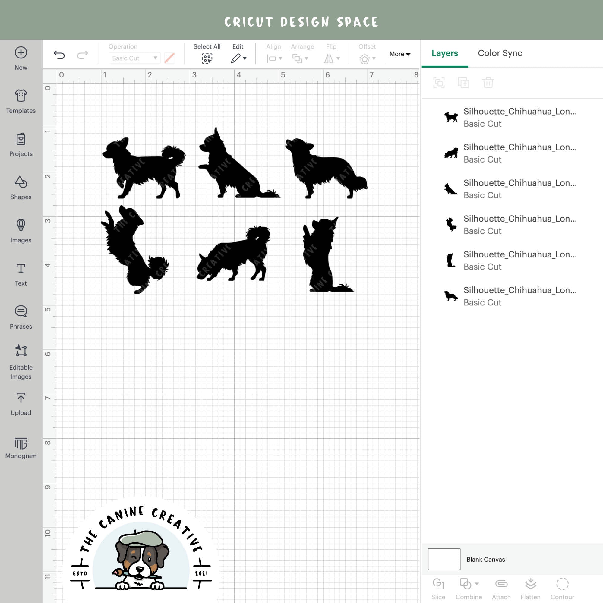 Screenshot showing designs inside Cricut Design Space.