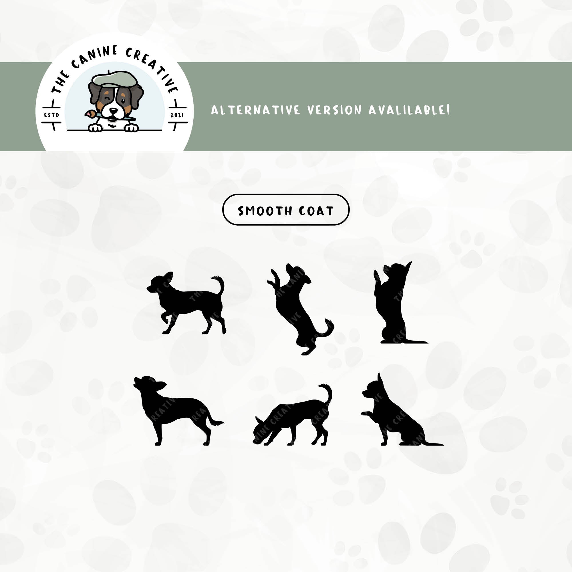 Check out our alternate version of this silhouette bundle featuring Smooth Coat Chihuahuas.