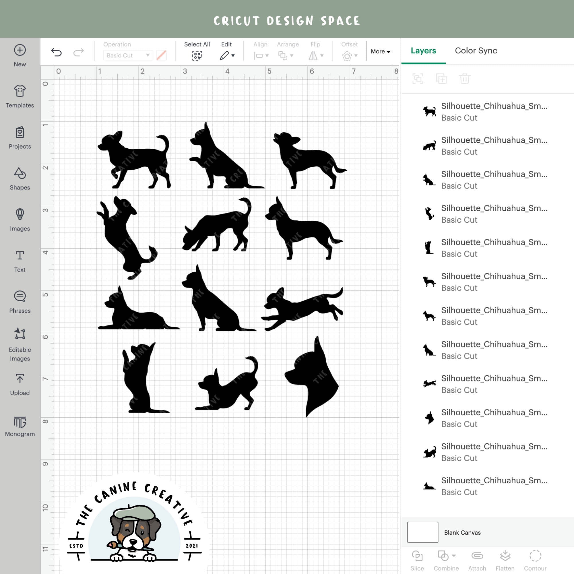 Screenshot showing designs inside Cricut Design Space.