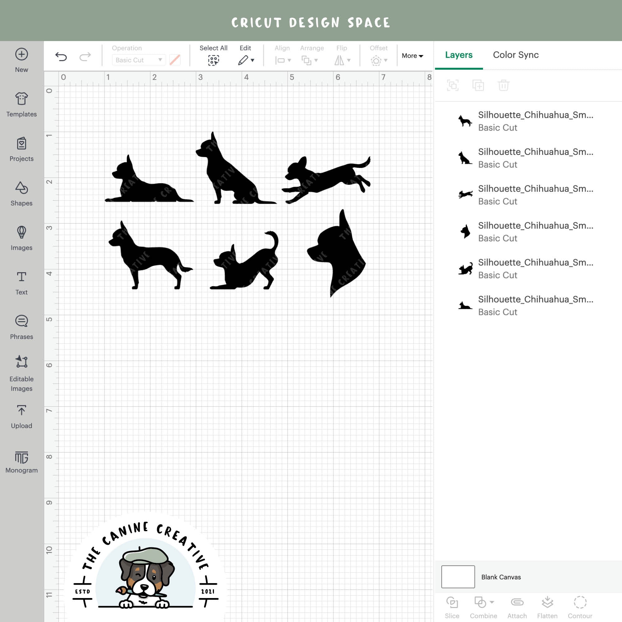 Screenshot showing designs inside Cricut Design Space.