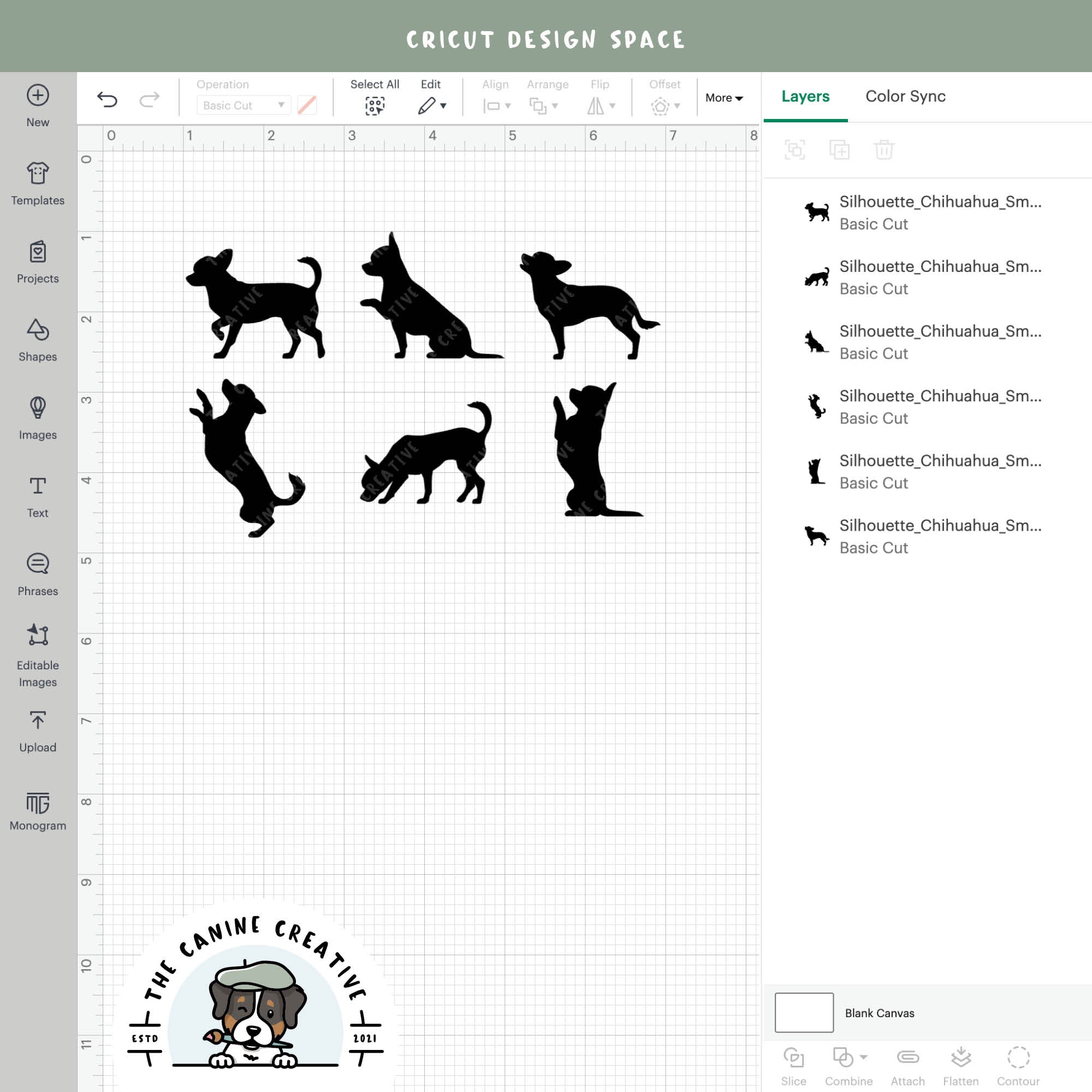 Screenshot showing designs inside Cricut Design Space.