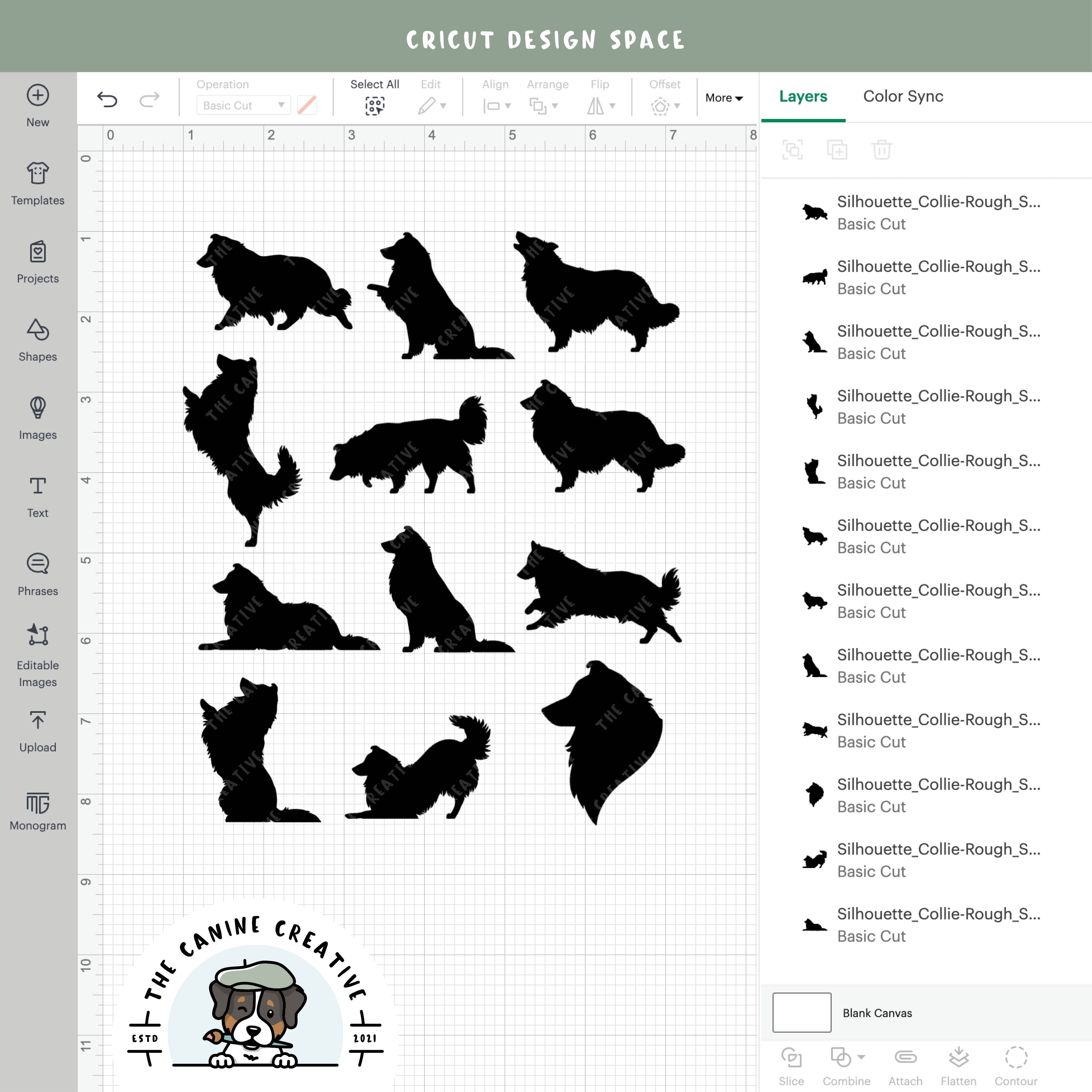 Screenshot showing designs inside Cricut Design Space.