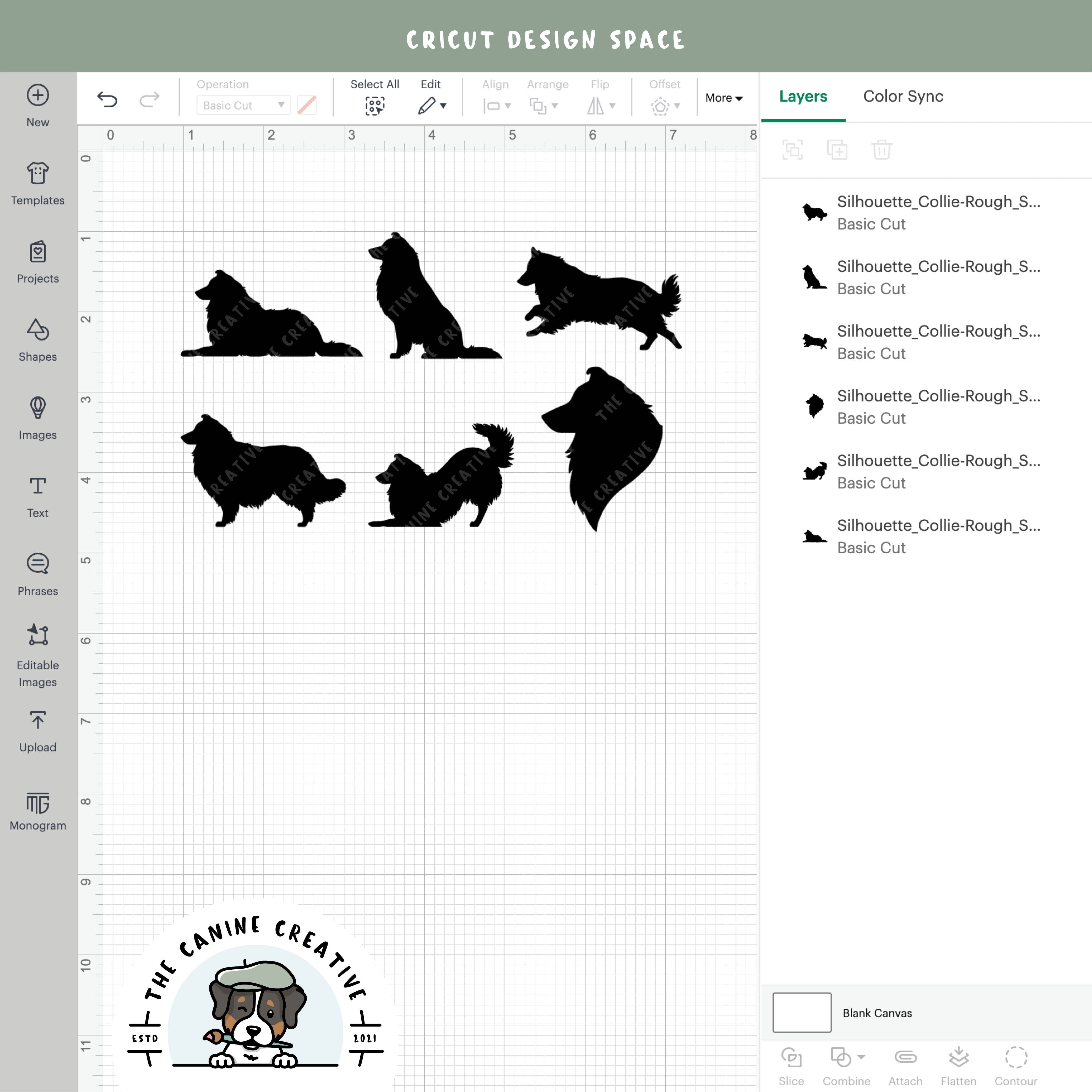 Screenshot showing designs inside Cricut Design Space.