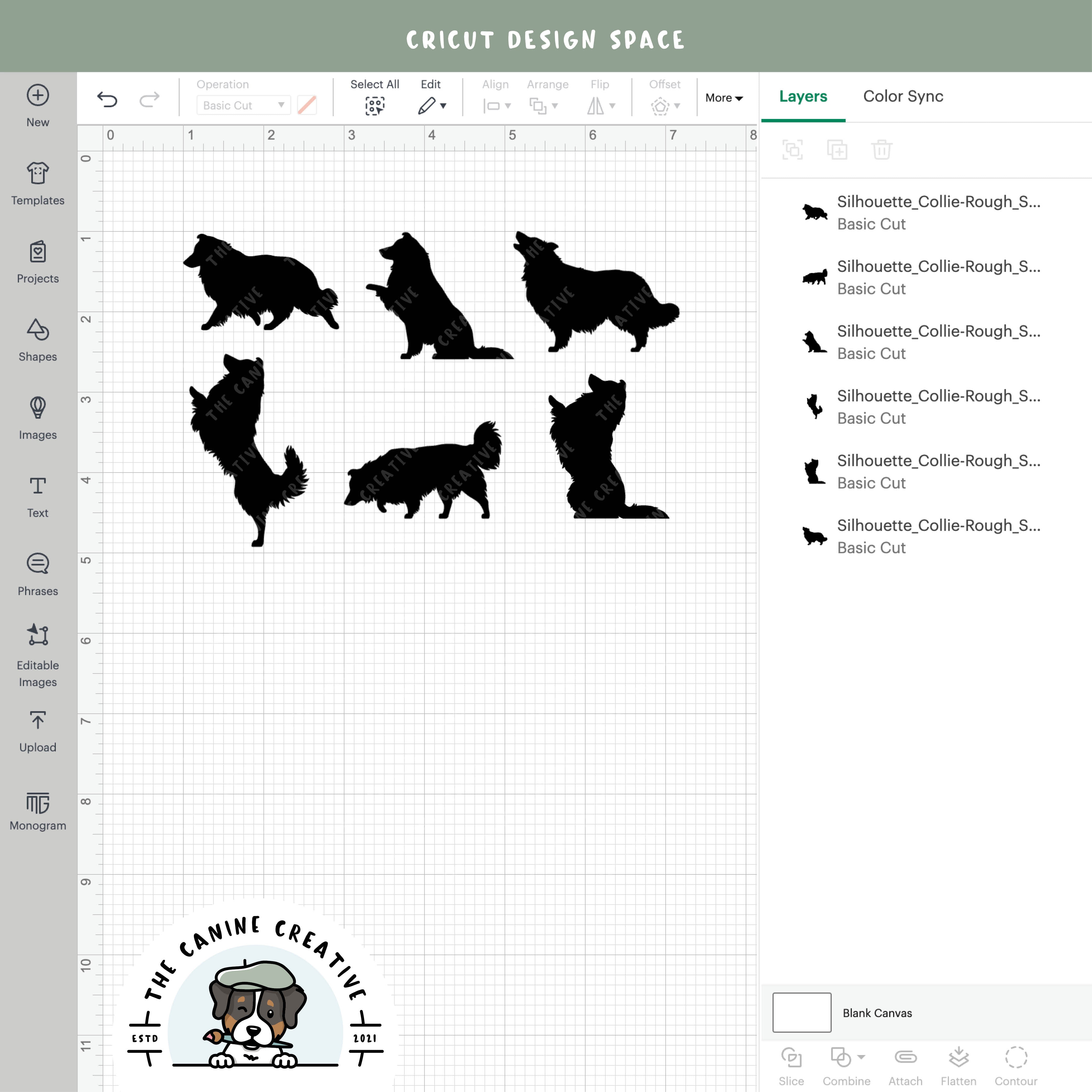 Screenshot showing designs inside Cricut Design Space.