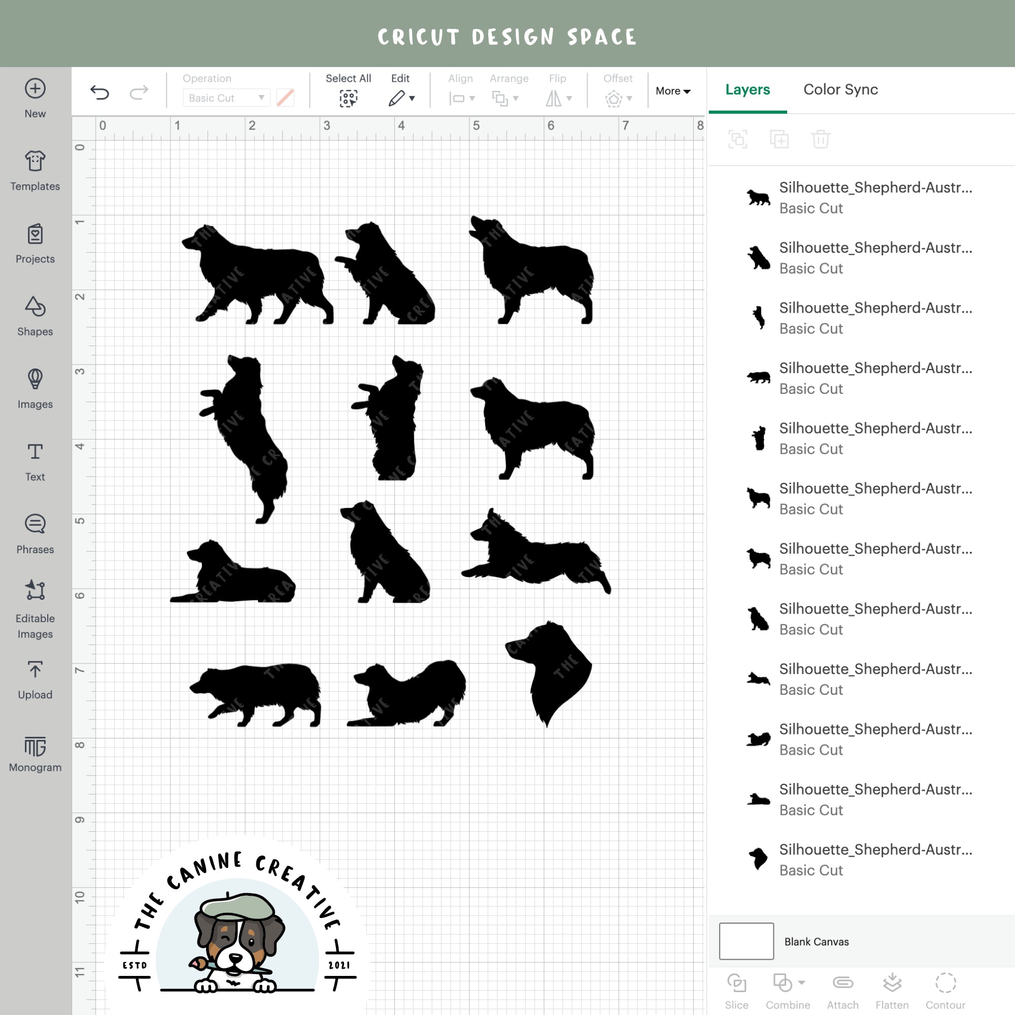 Screenshot showing designs inside Cricut Design Space.