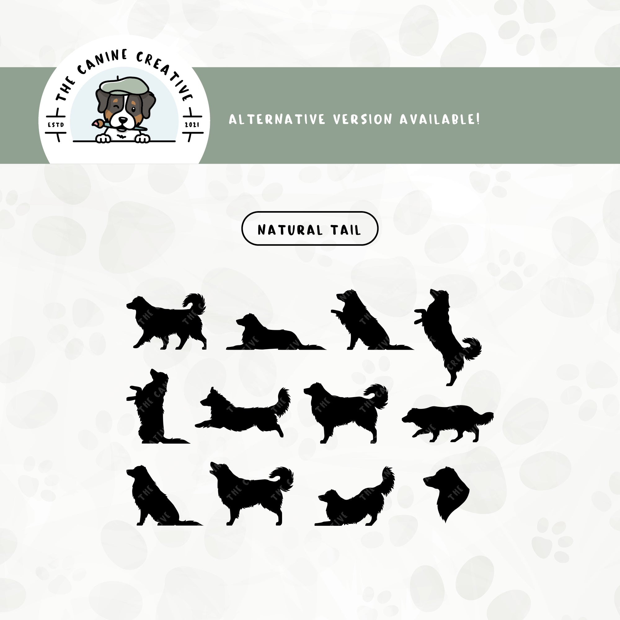 A docked tail version is also available for this Australian Shepherd silhouette bundle.