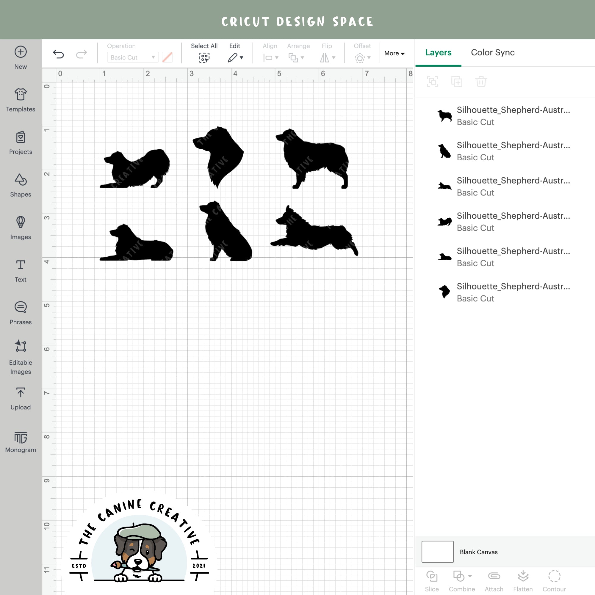 Screenshot showing designs inside Cricut Design Space.