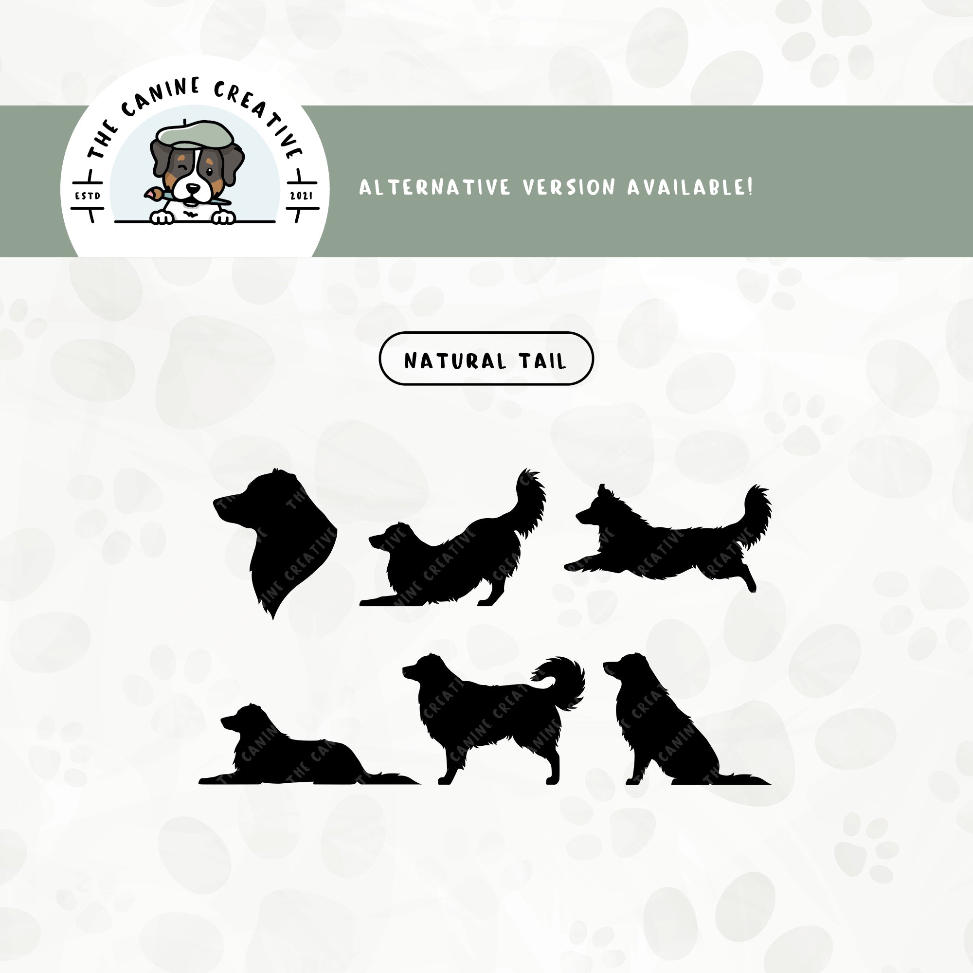 A long tail version is also available for this Australian Shepherd silhouette set.