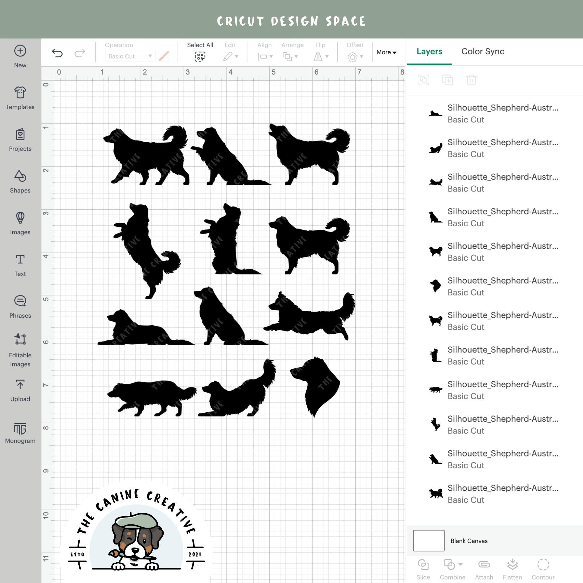 Screenshot showing designs inside Cricut Design Space.
