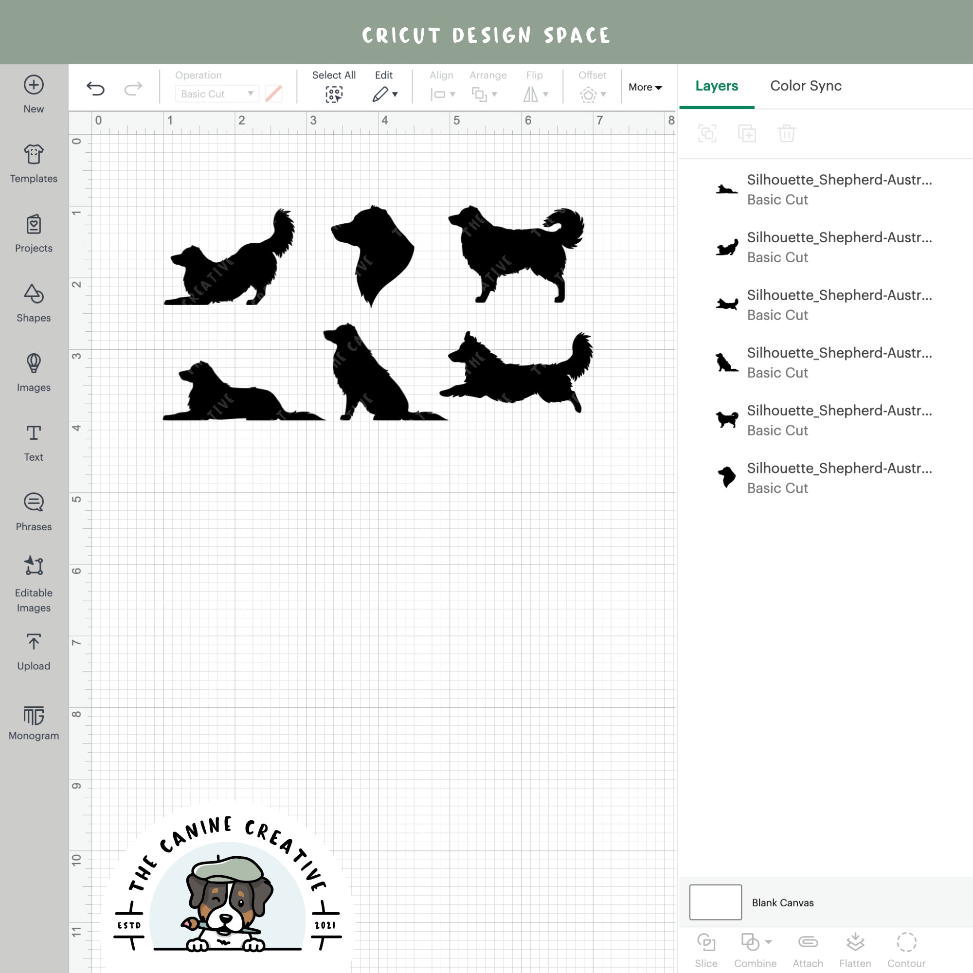 Screenshot showing designs inside Cricut Design Space.