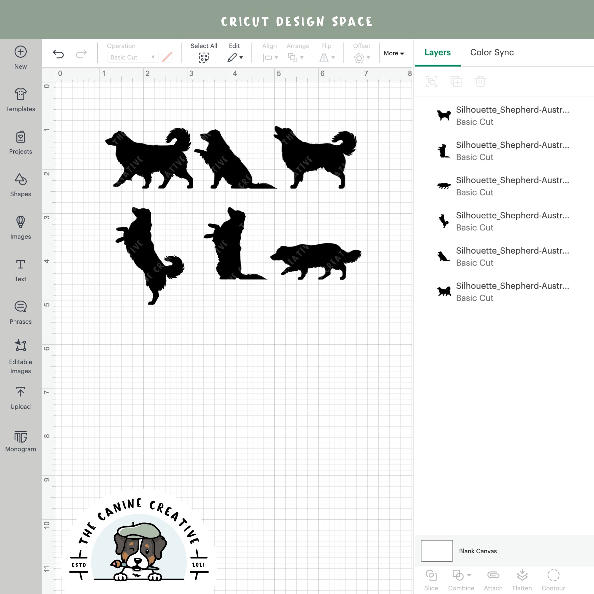 Screenshot showing designs inside Cricut Design Space.