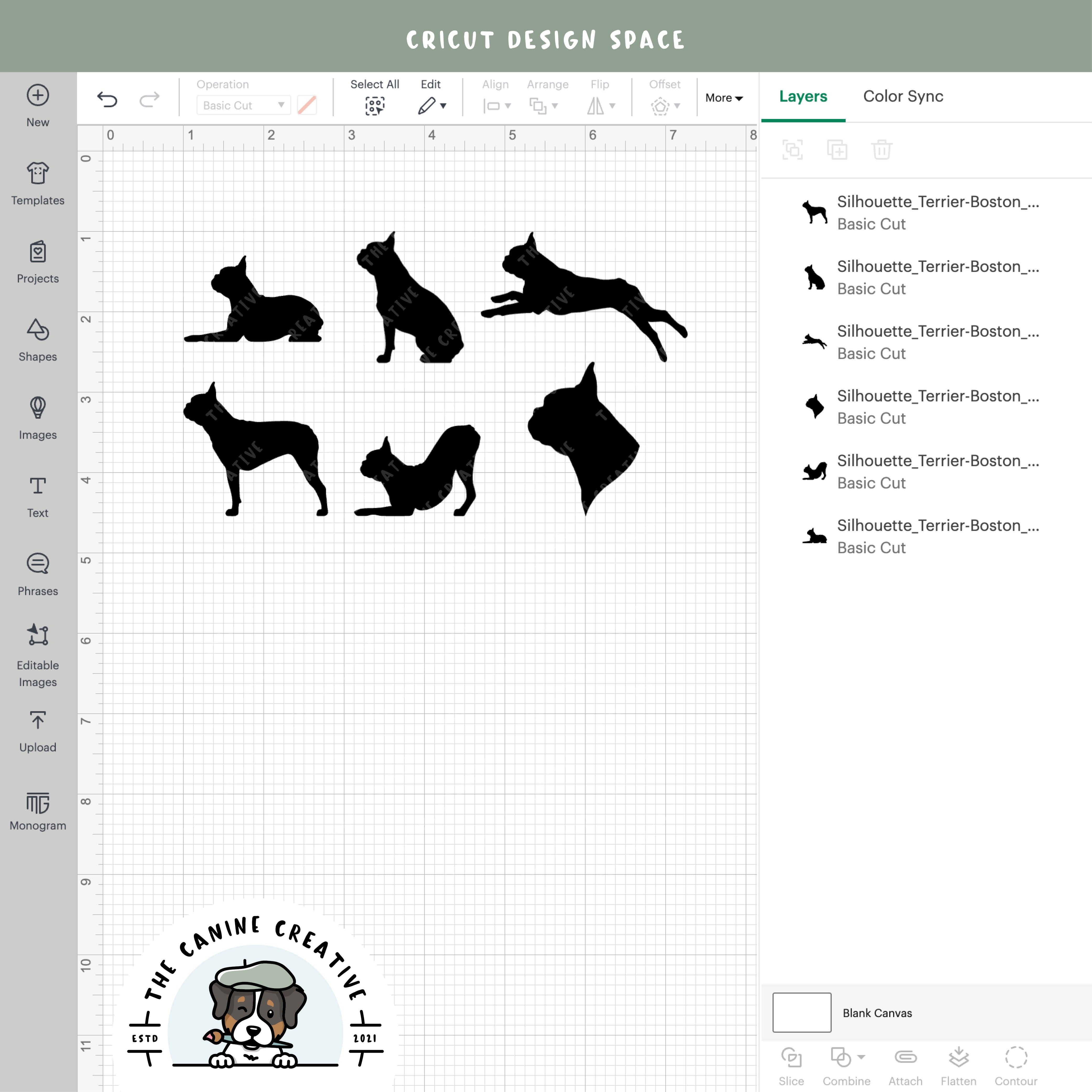 Screenshot showing designs inside Cricut Design Space.