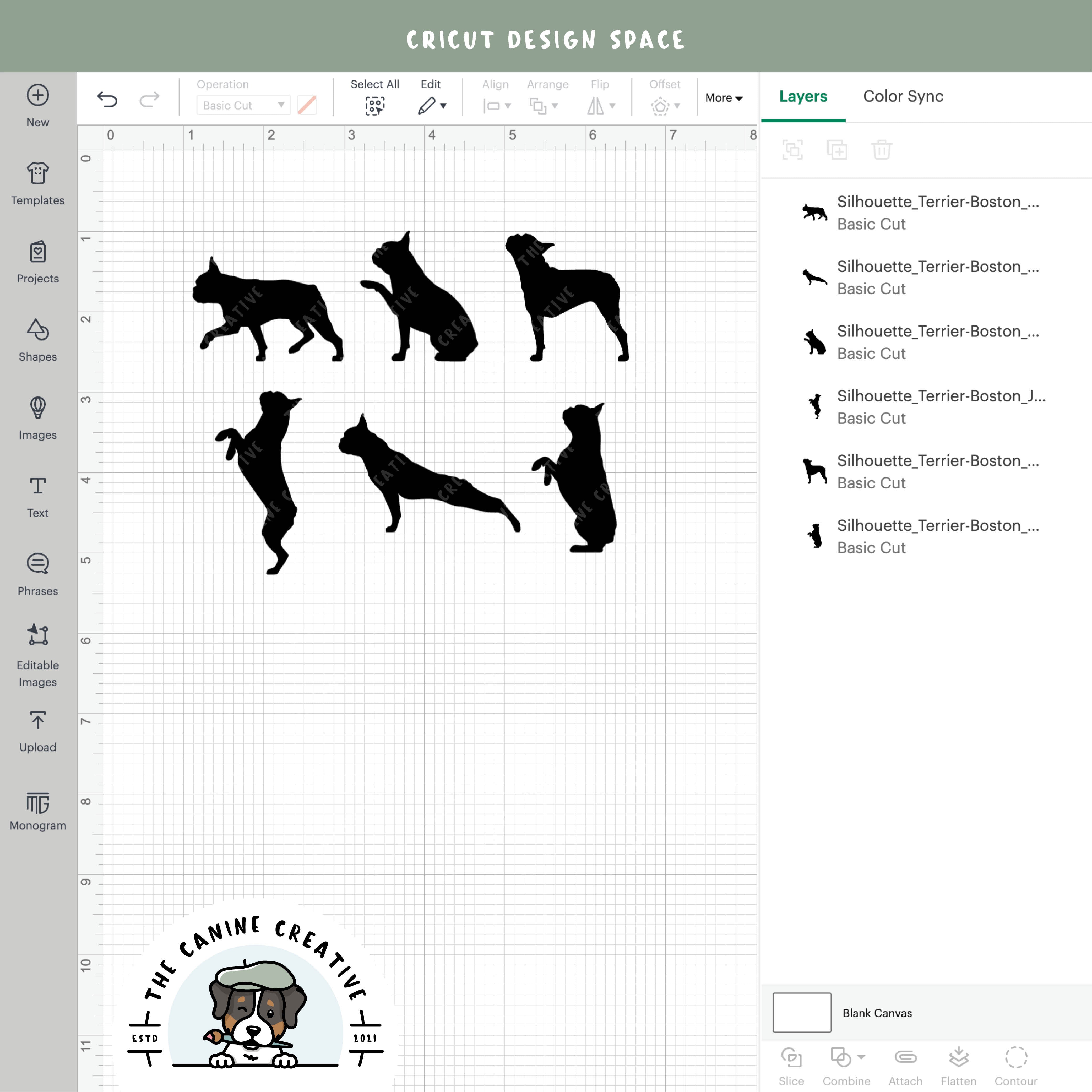 Screenshot showing designs inside Cricut Design Space.
