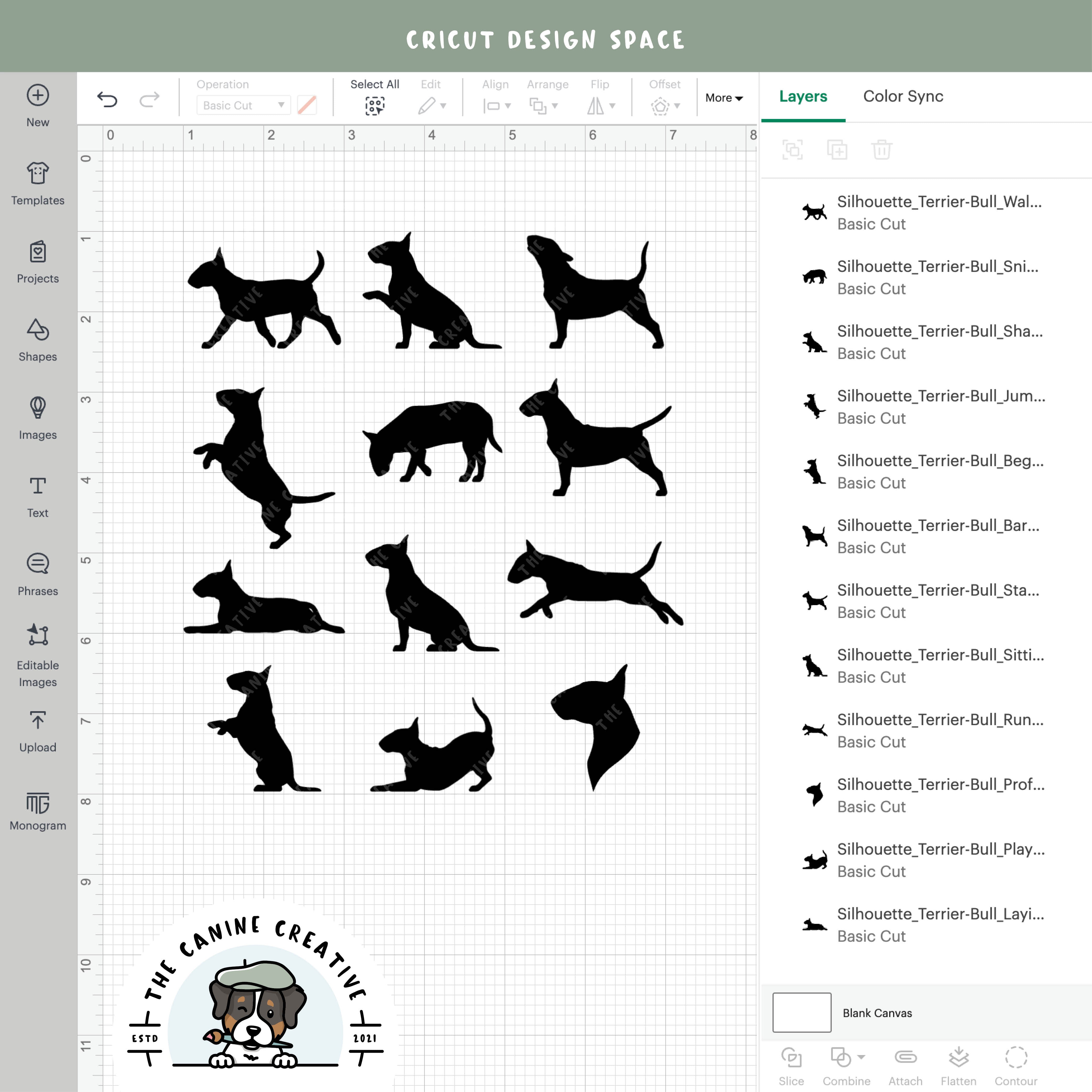 Screenshot showing designs inside Cricut Design Space.