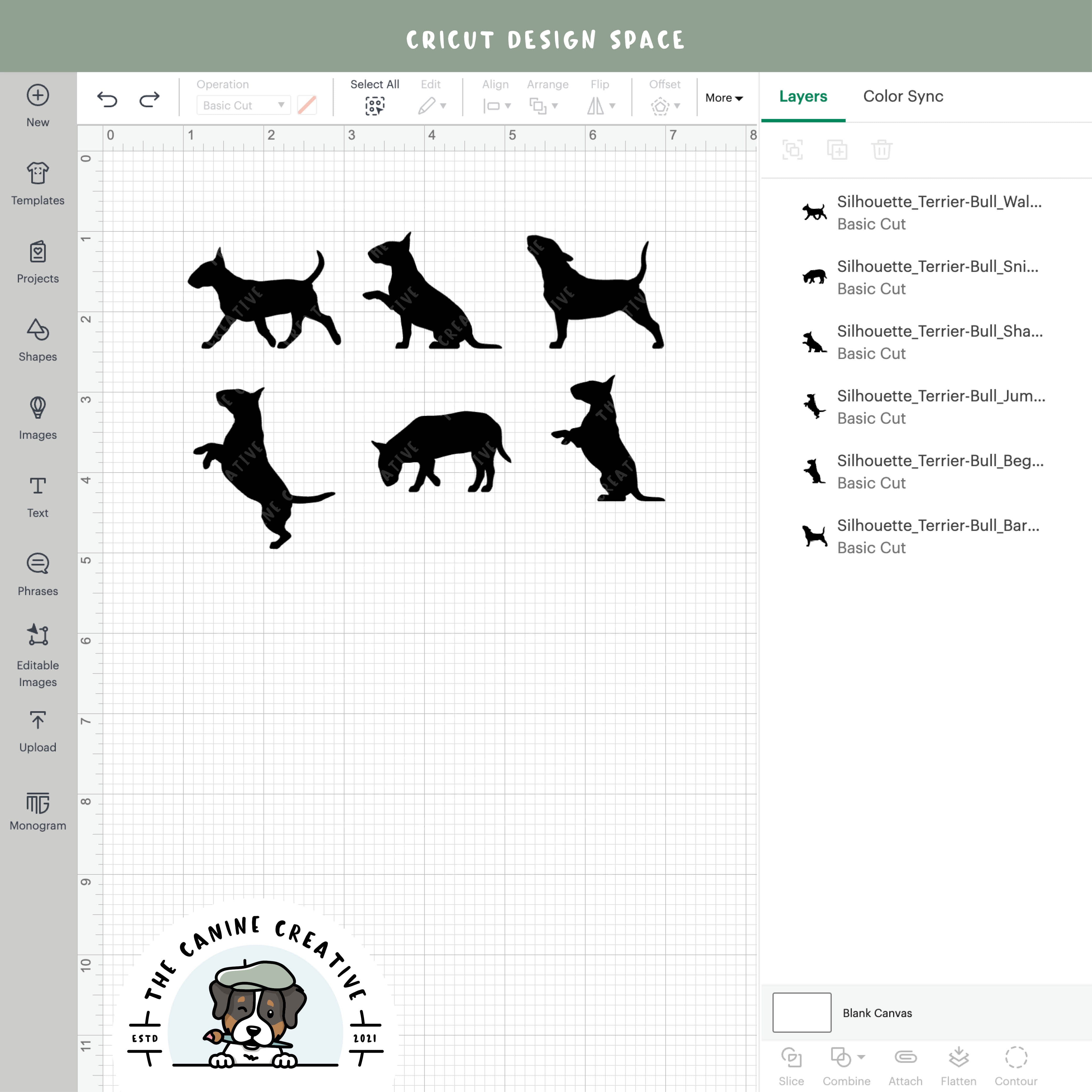 Screenshot showing designs inside Cricut Design Space.