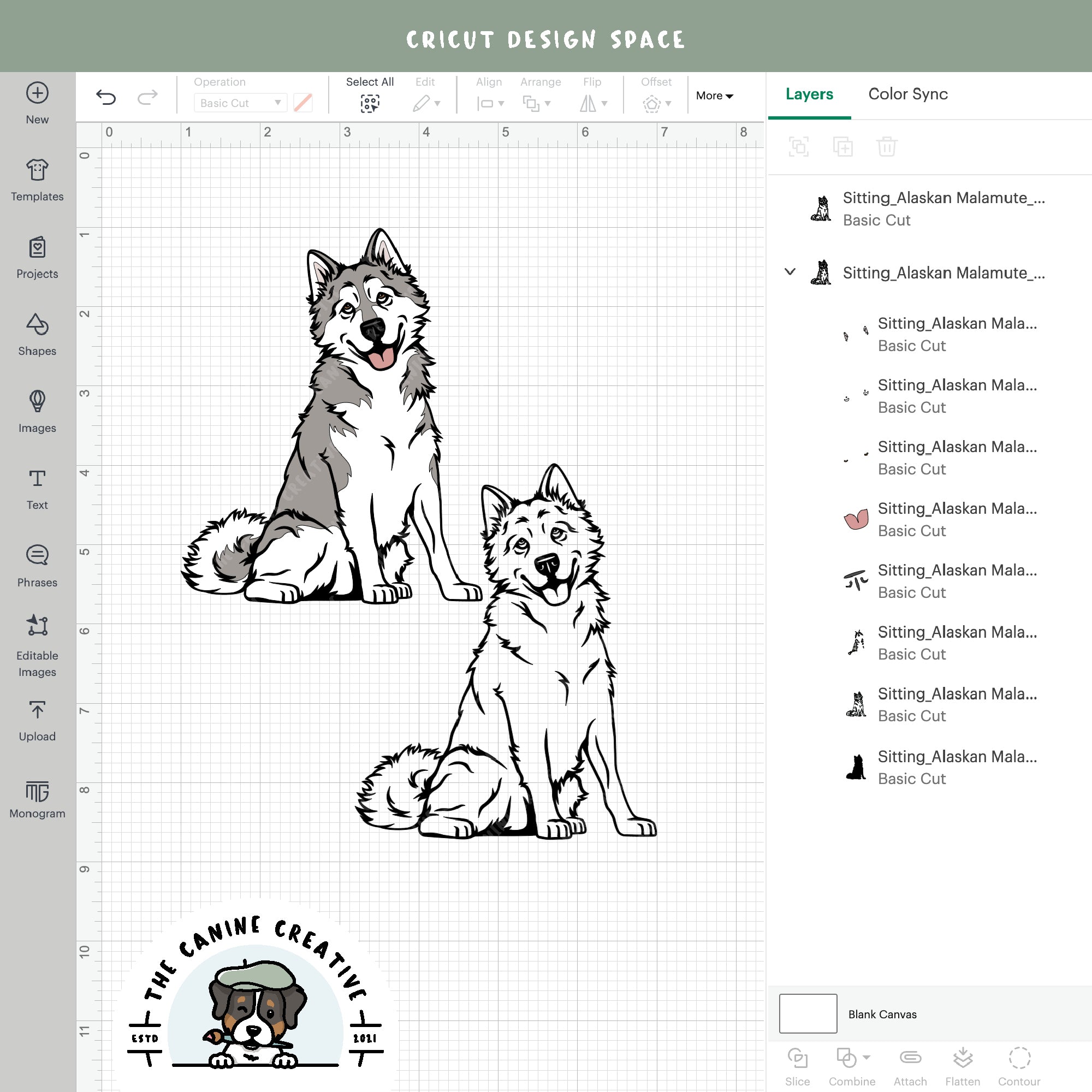 Screenshot showing design layers inside Cricut Design Space.