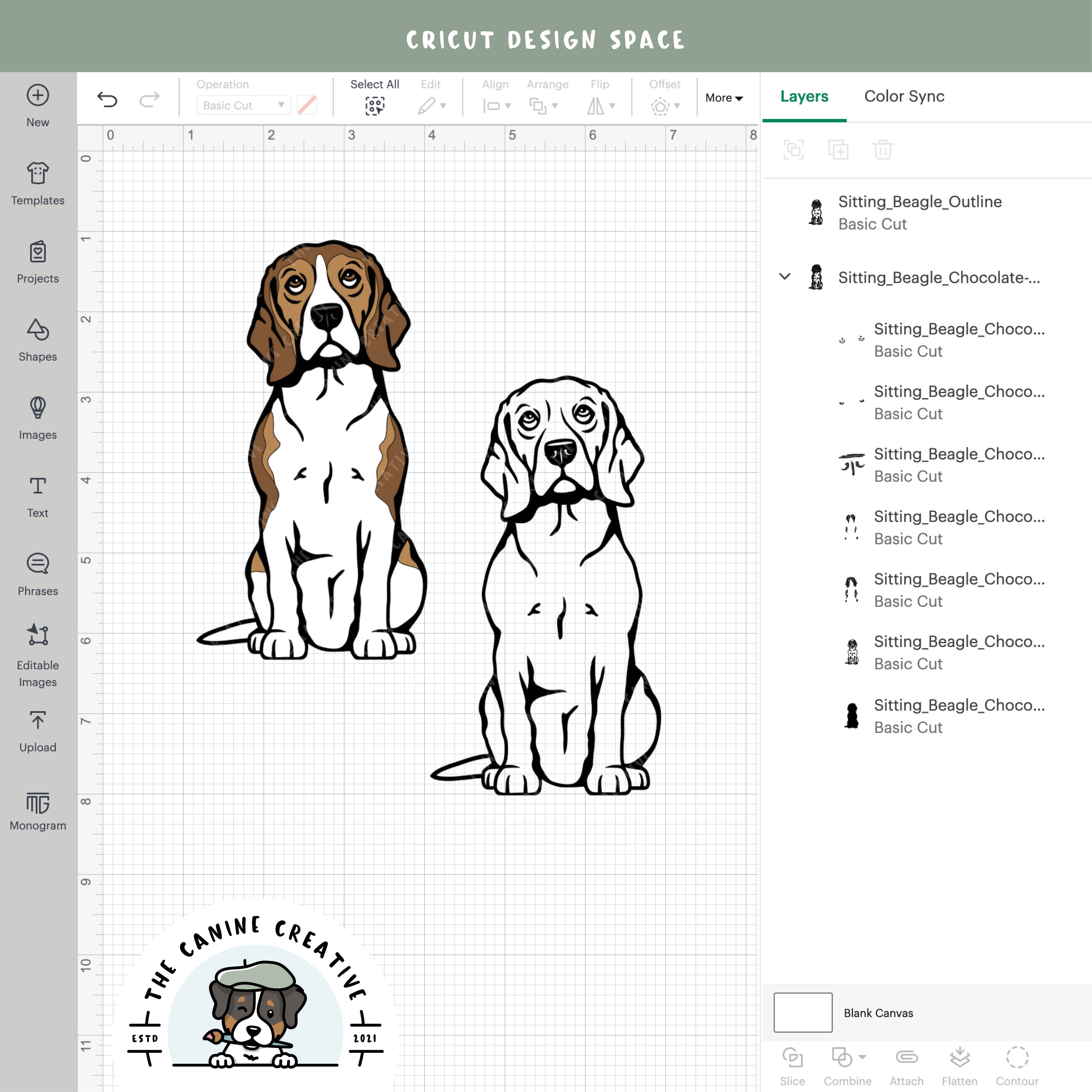 Screenshot showing design layers inside Cricut Design Space.