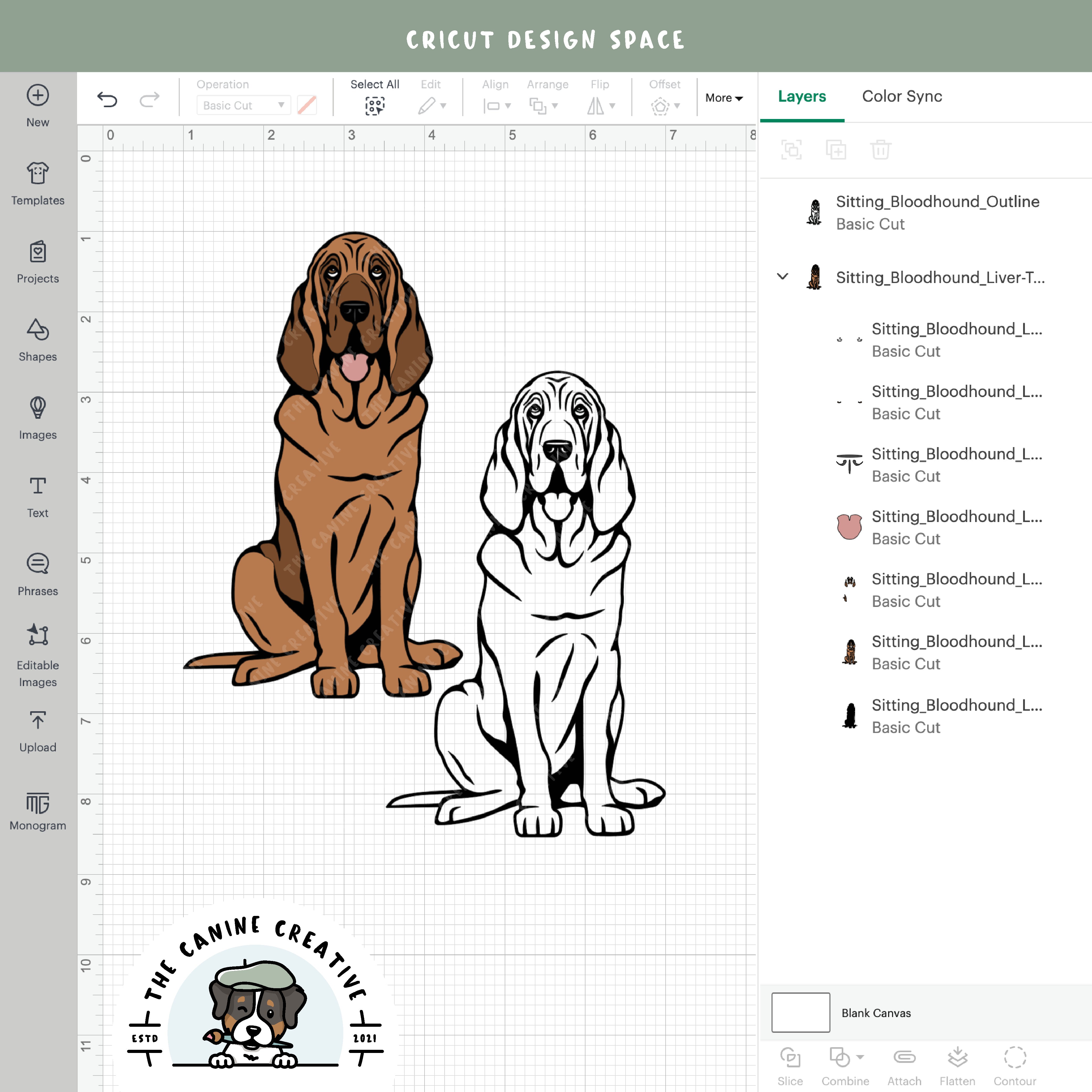 Screenshot showing design layers inside Cricut Design Space.