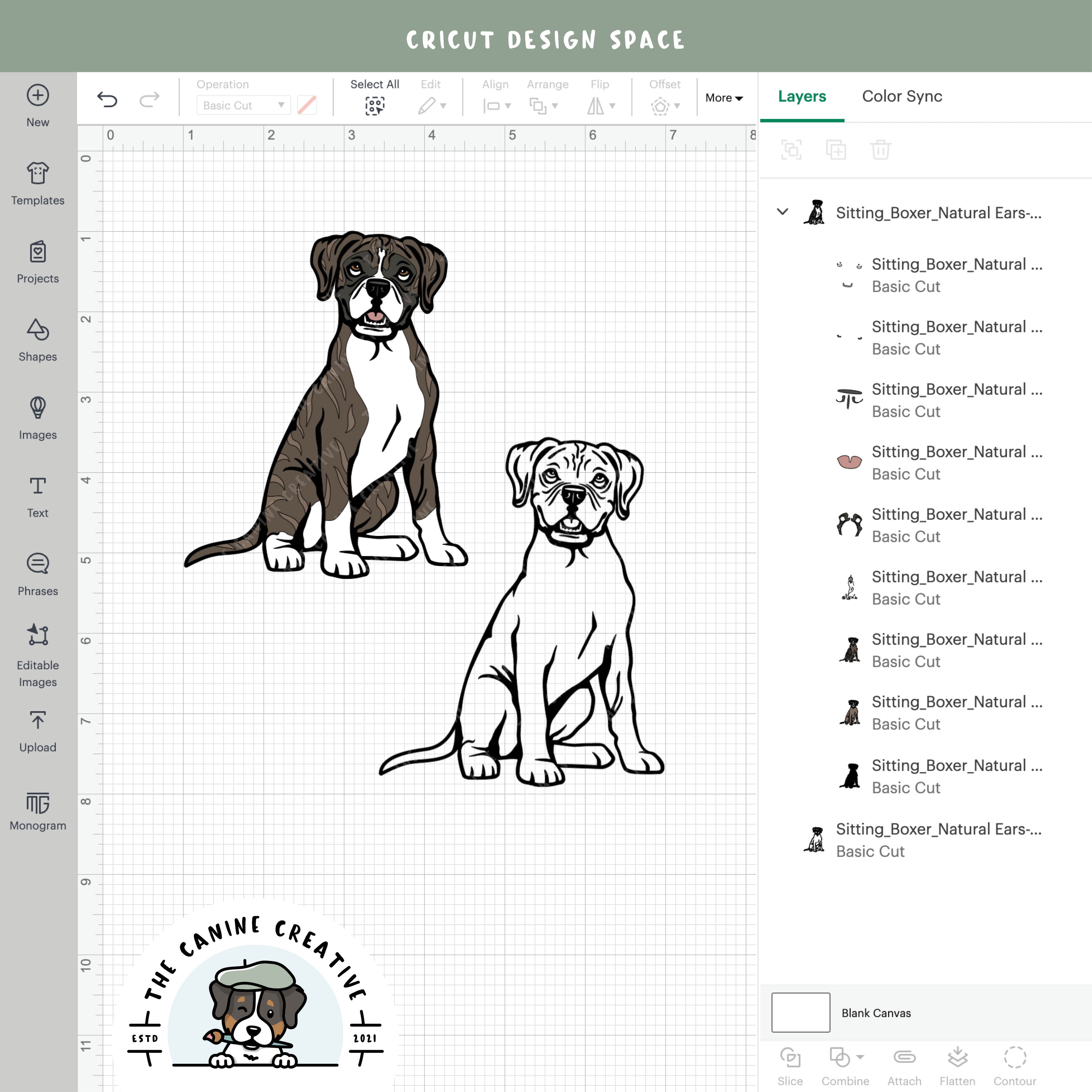 Screenshot showing design layers inside Cricut Design Space.
