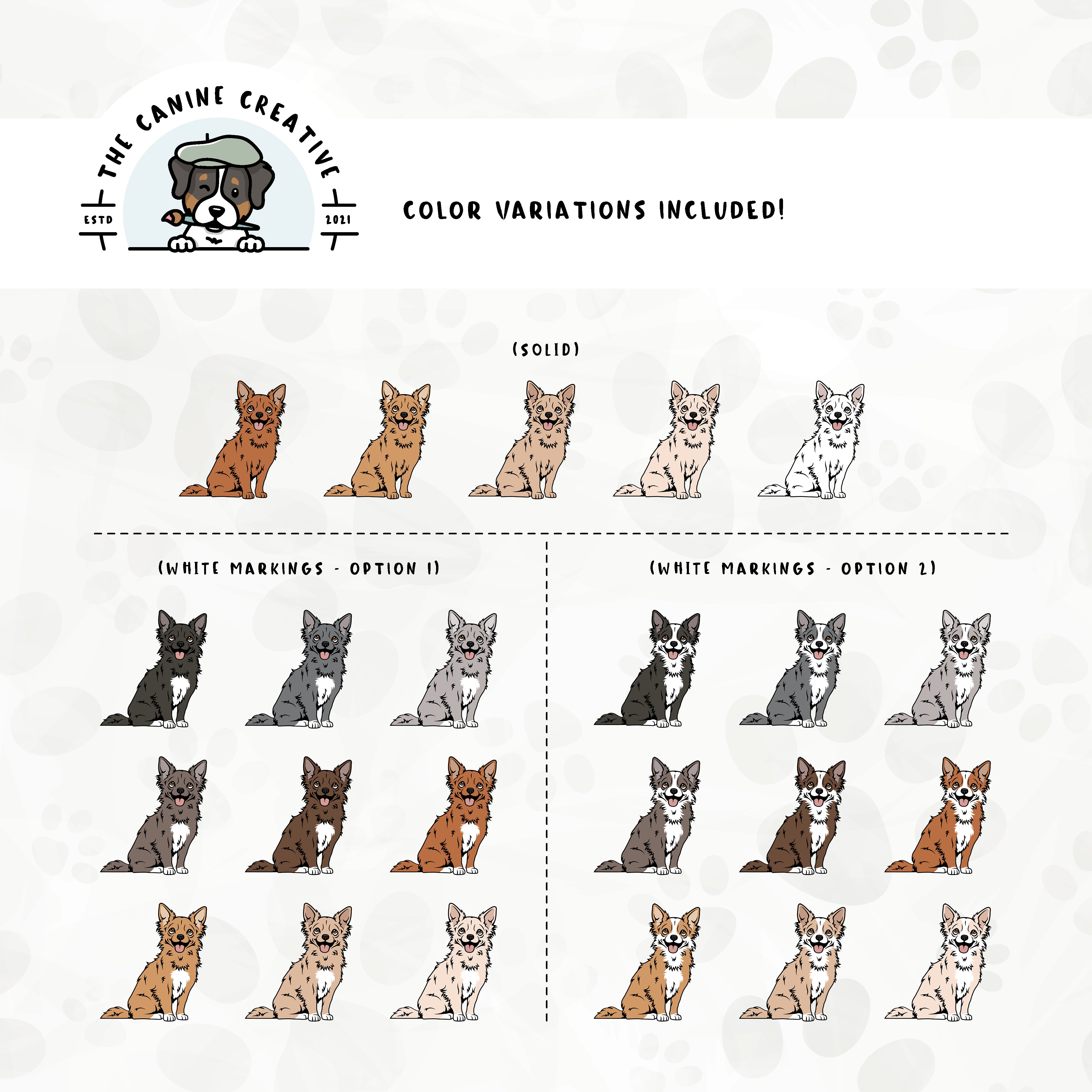 Part 1 of this design set includes common Chihuahua colors, both solid and with white markings.