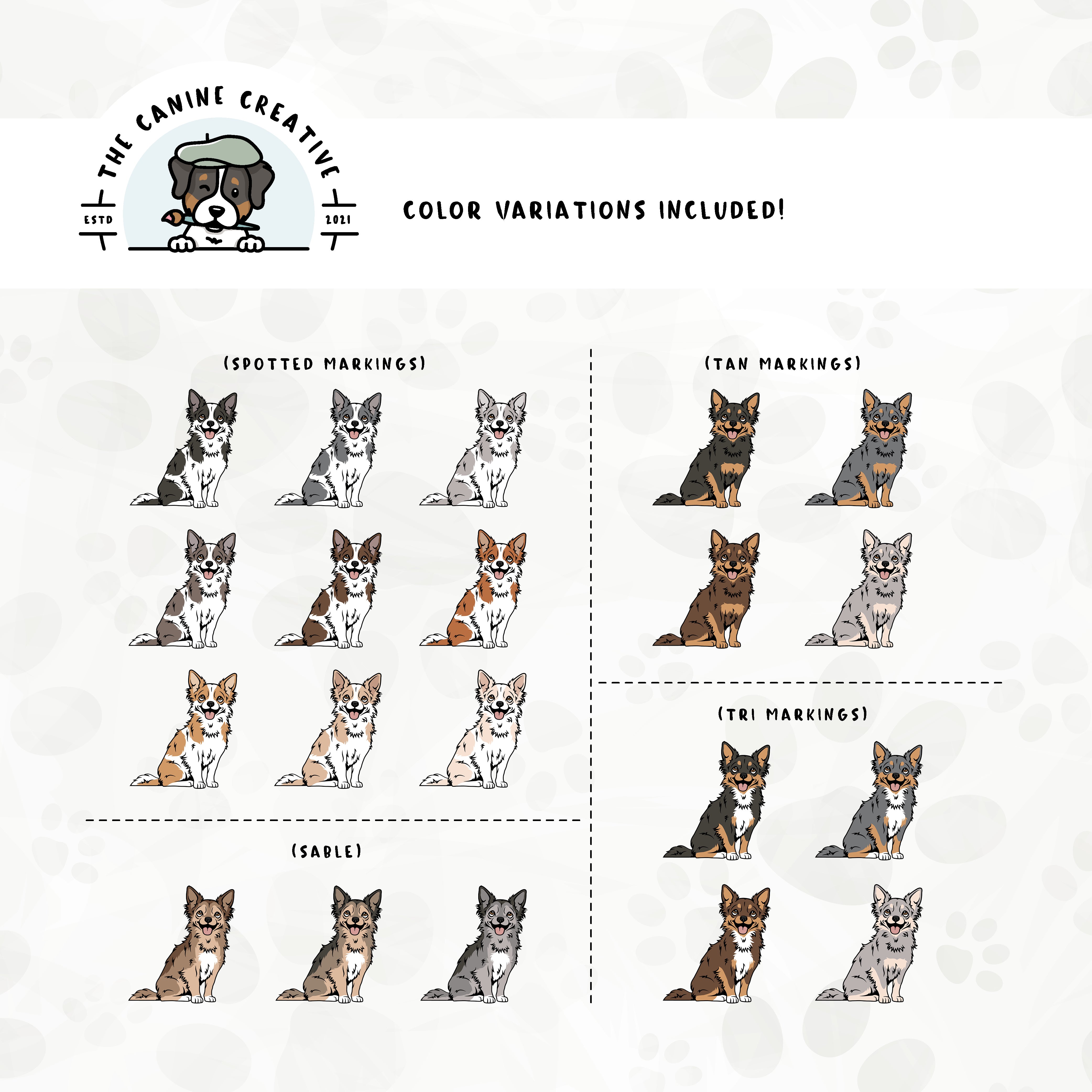 Part 2 of this design set features Chihuahuas with spotted, sable, tan, and tri-color markings.