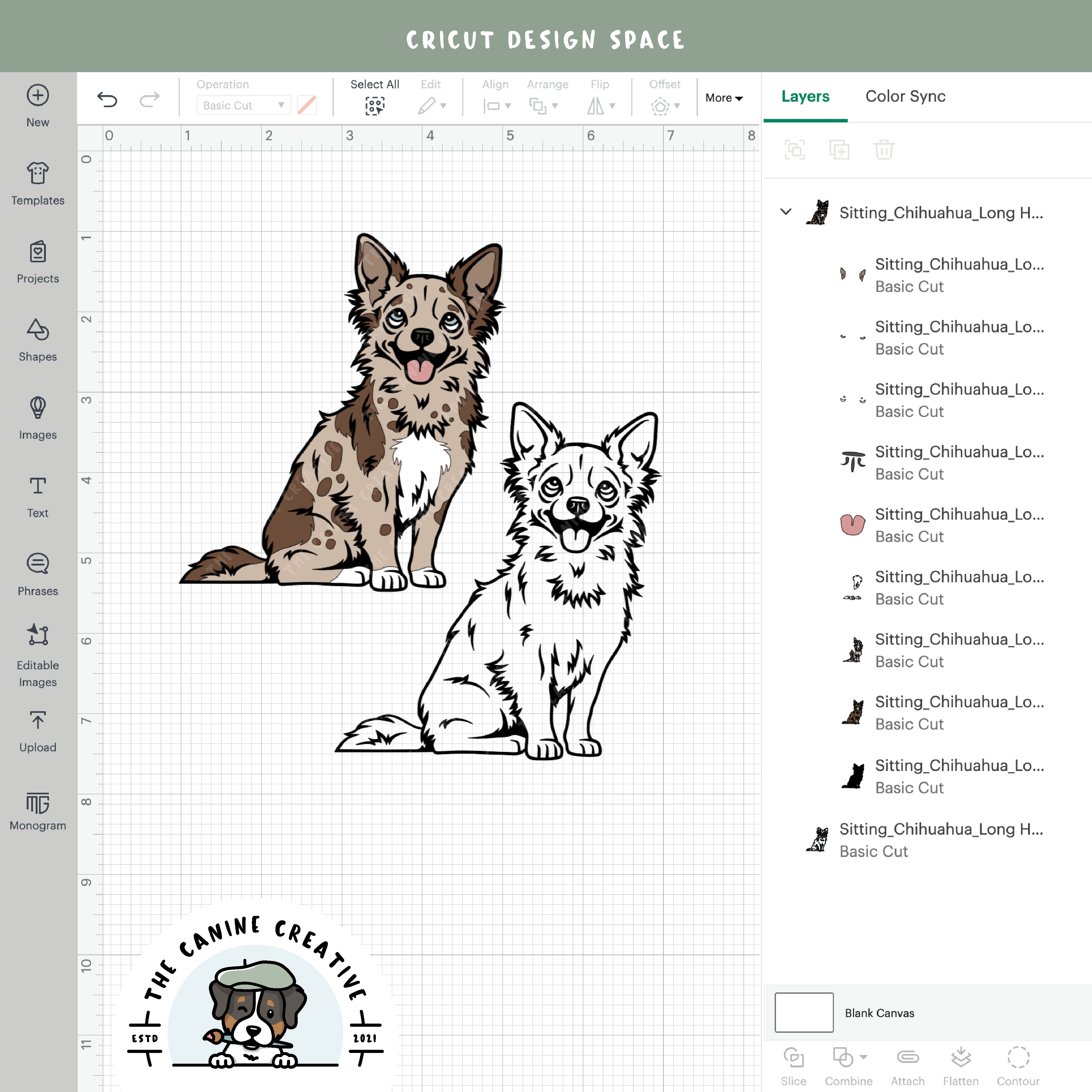 Screenshot showing design layers inside Cricut Design Space.