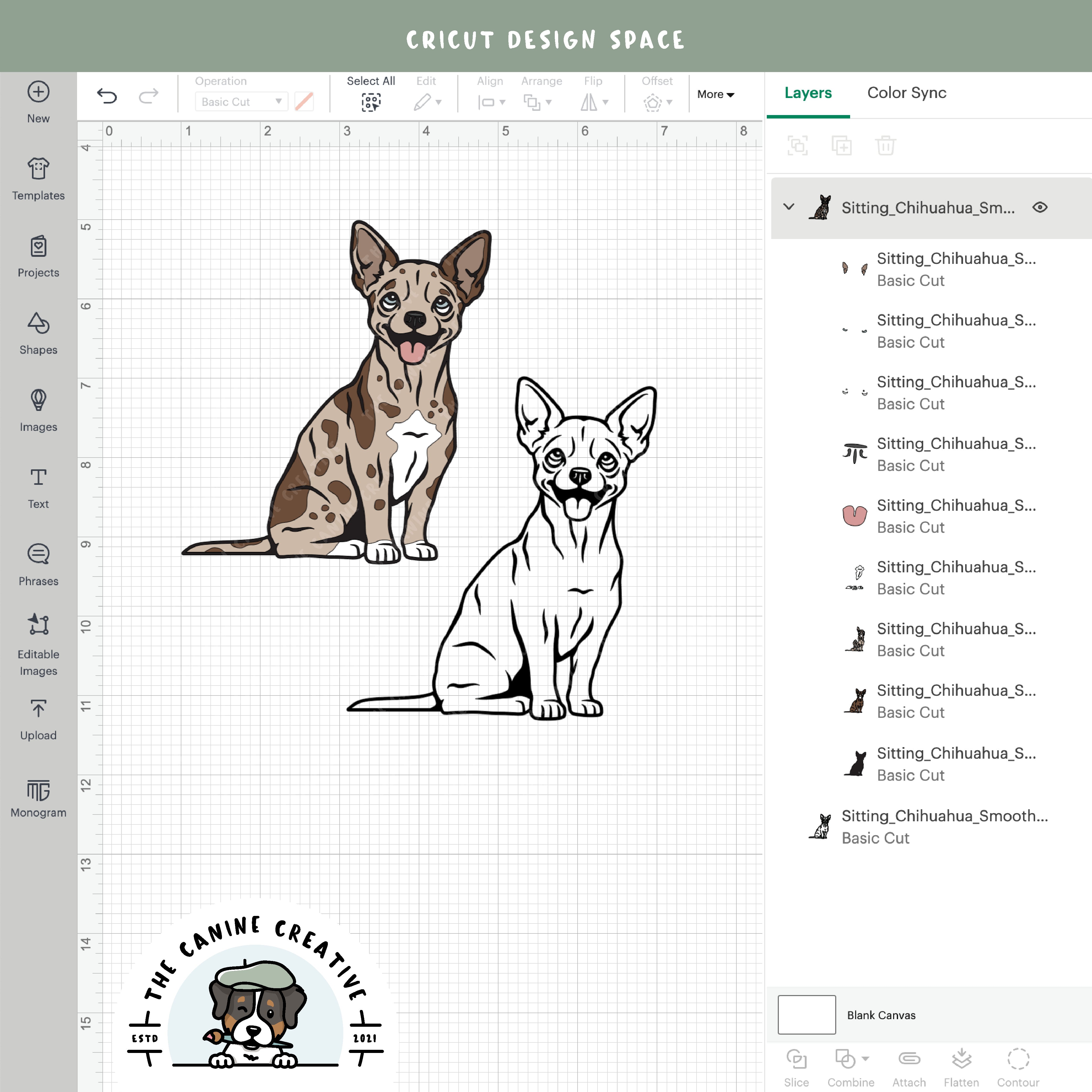 Screenshot showing design layers inside Cricut Design Space.