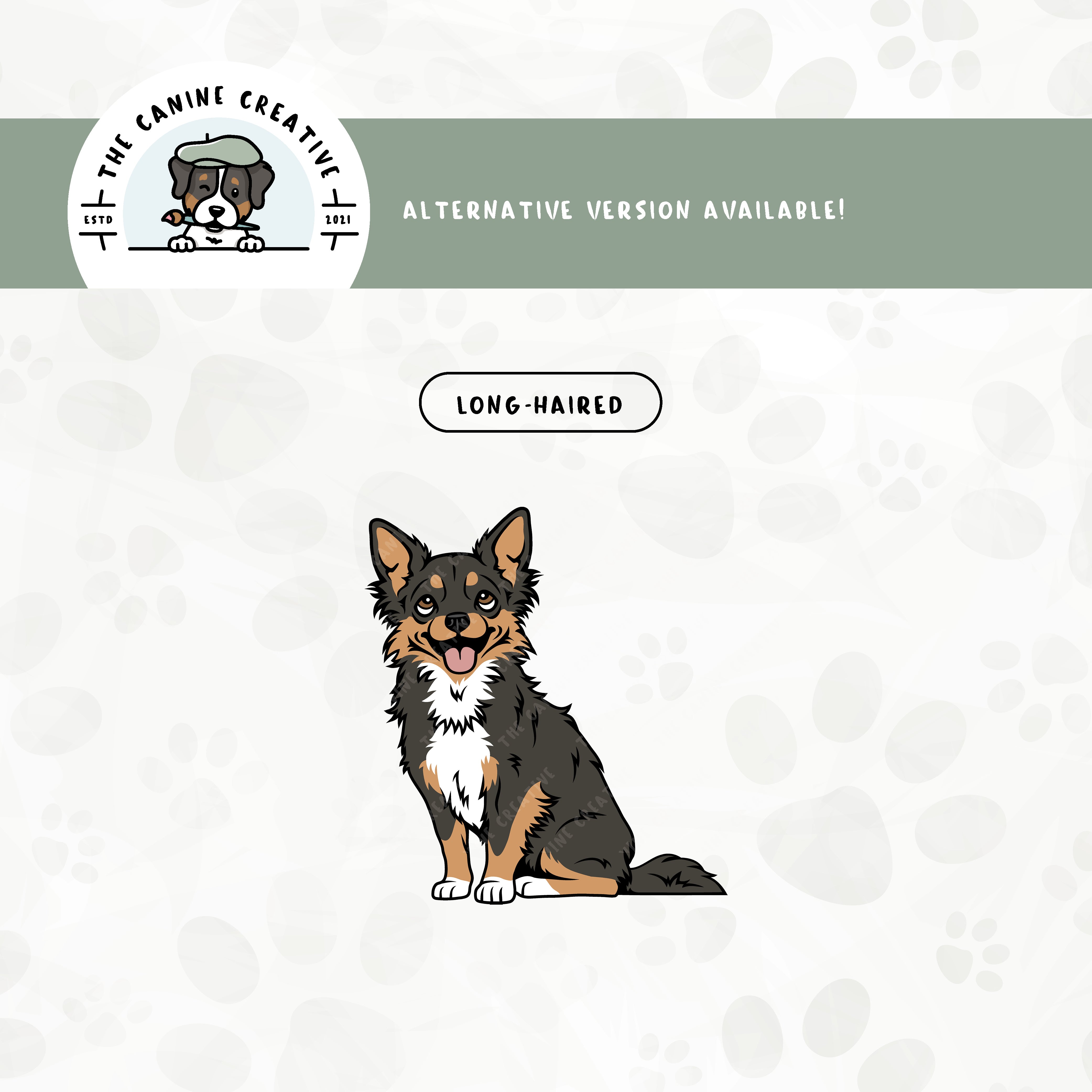 A long haired version is also available for this sitting Chihuahua design.