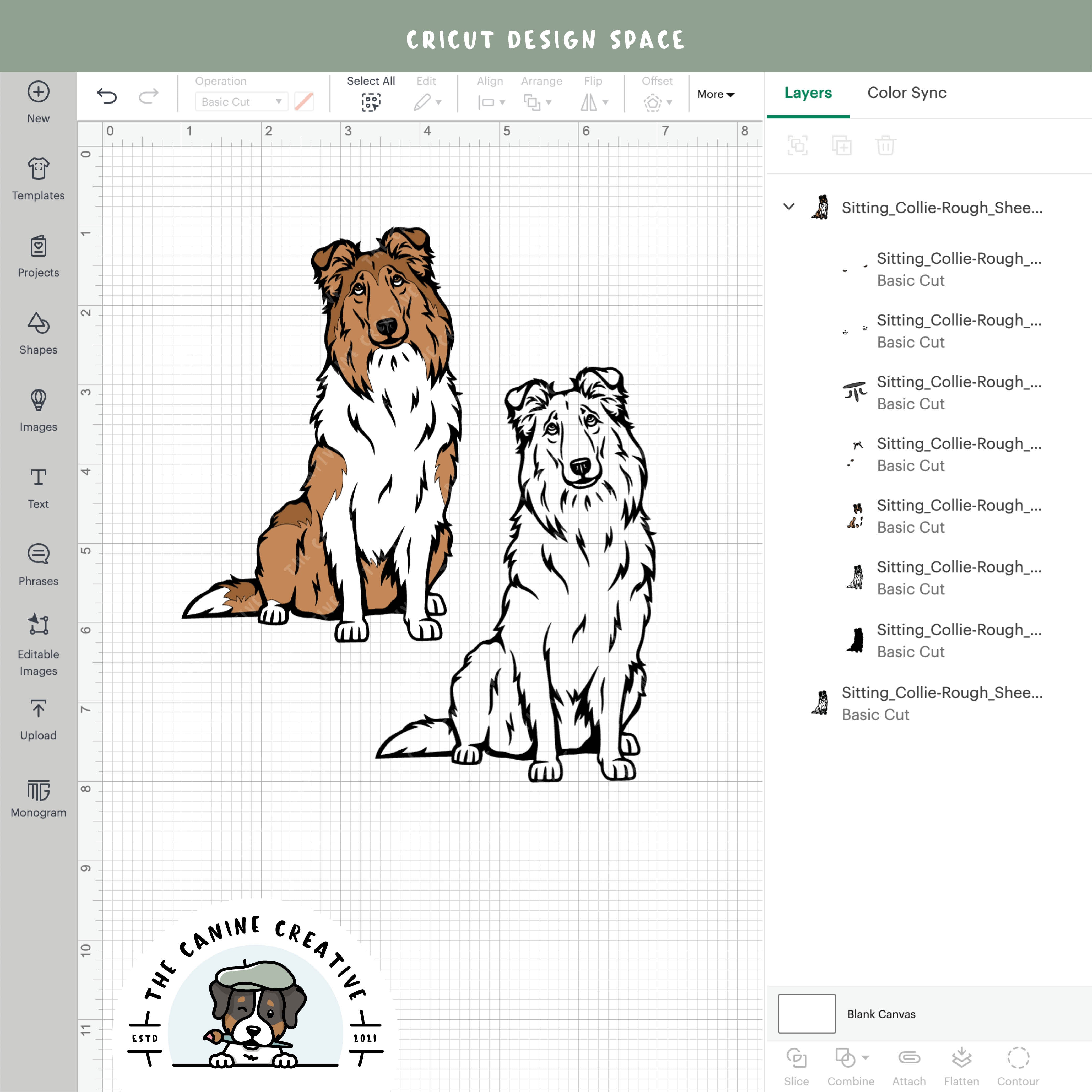Screenshot showing design layers inside Cricut Design Space.