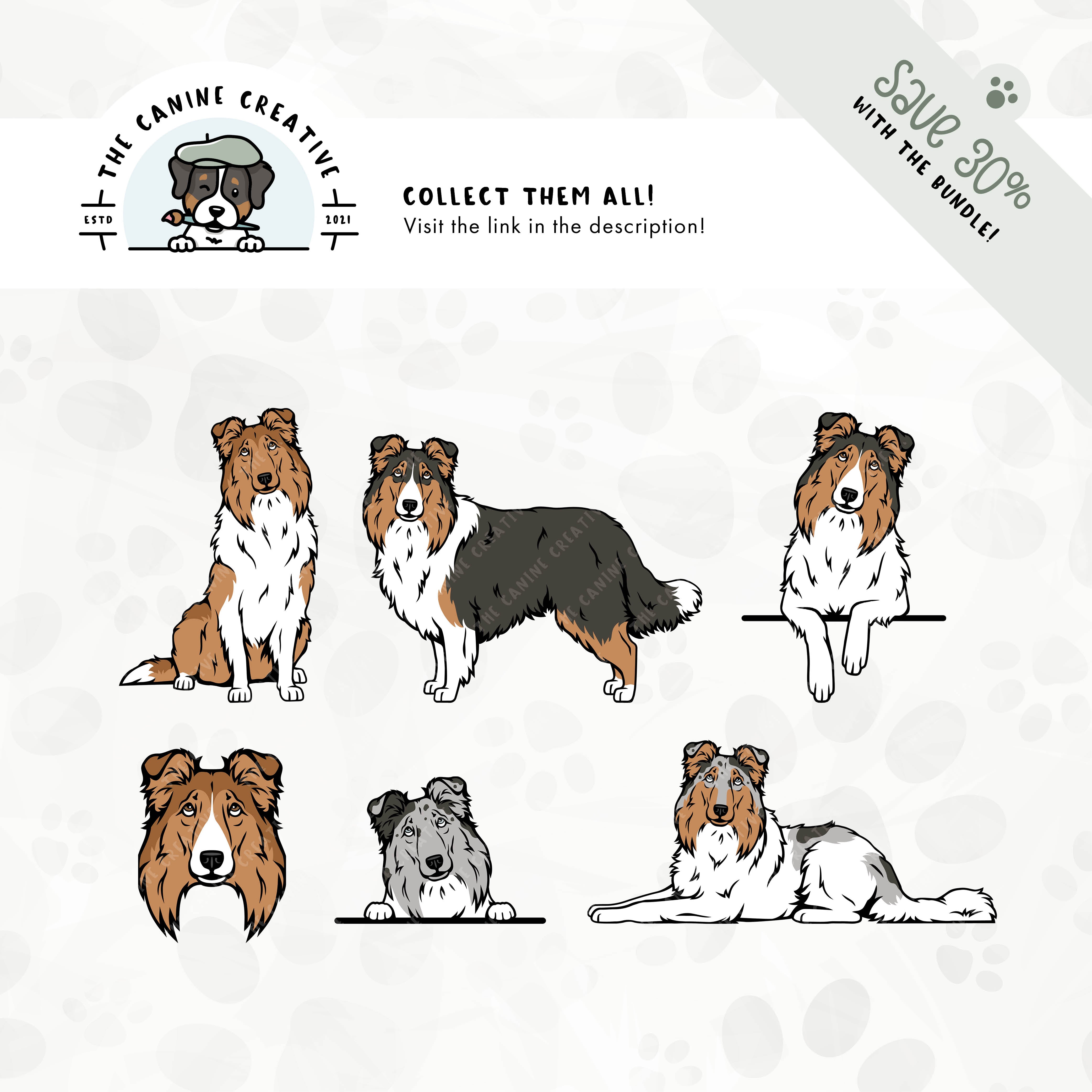 Save 30% with our related 6-pack Rough Collie/Shetland Sheepdog design bundle!