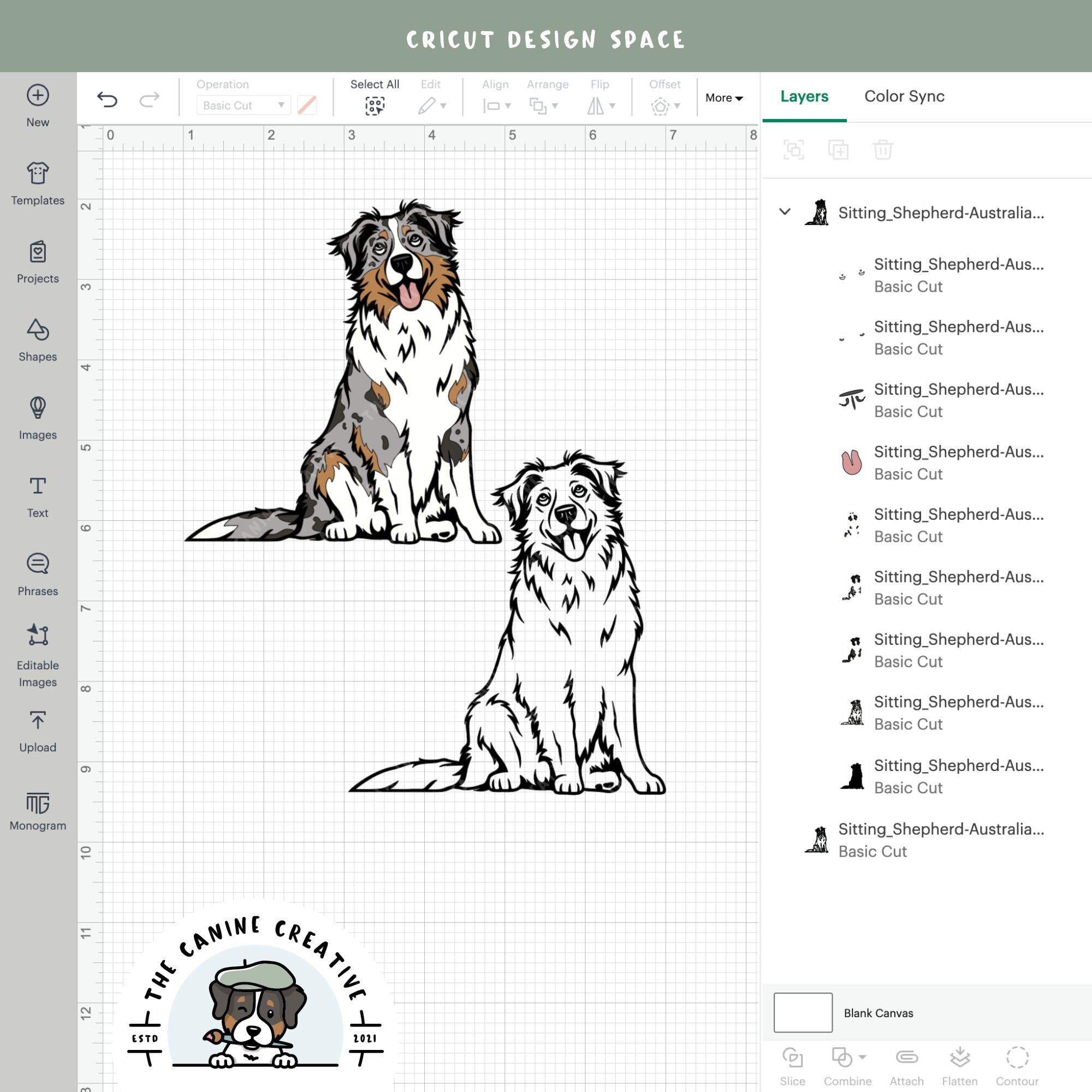 Screenshot showing design layers inside Cricut Design Space.