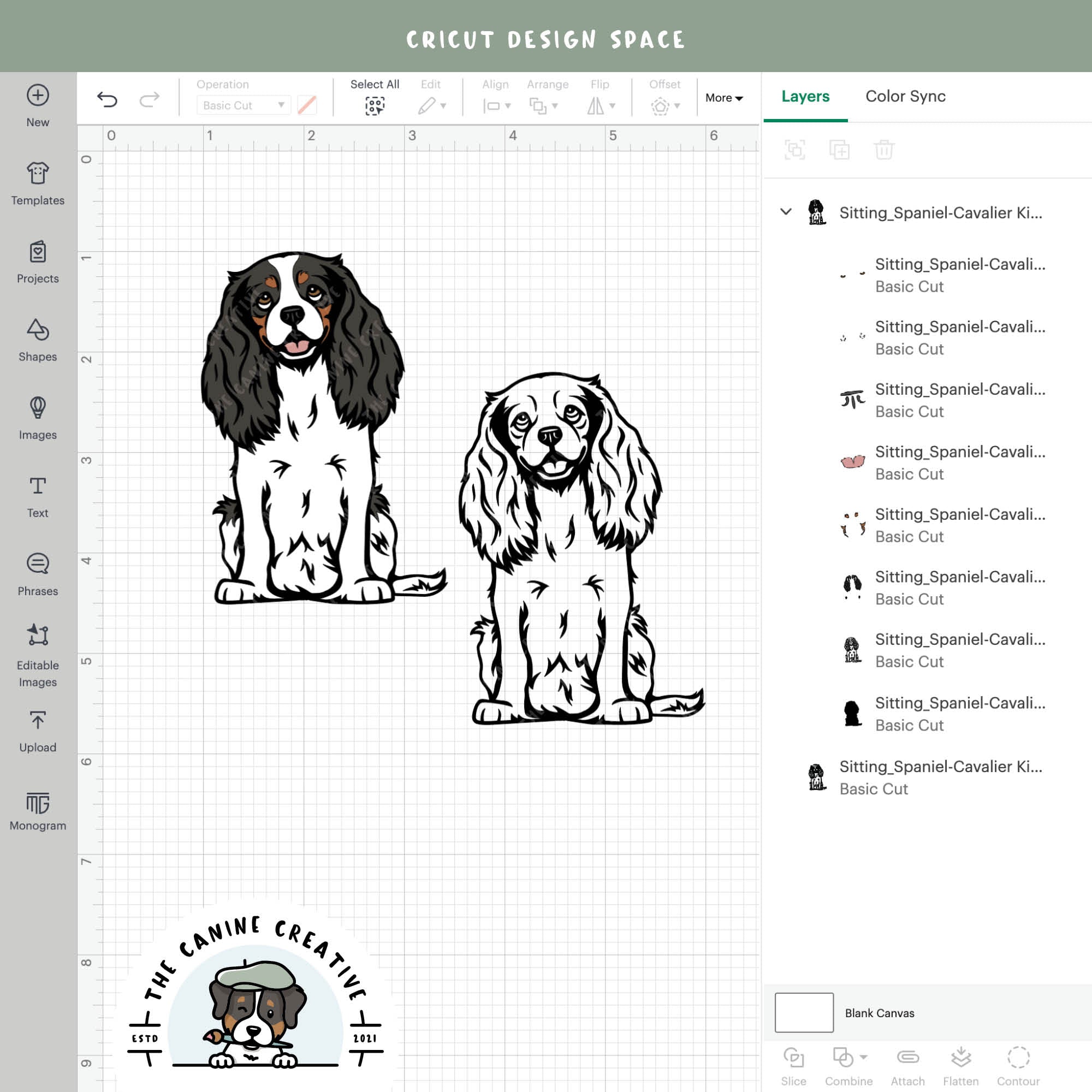 Screenshot showing design layers inside Cricut Design Space.