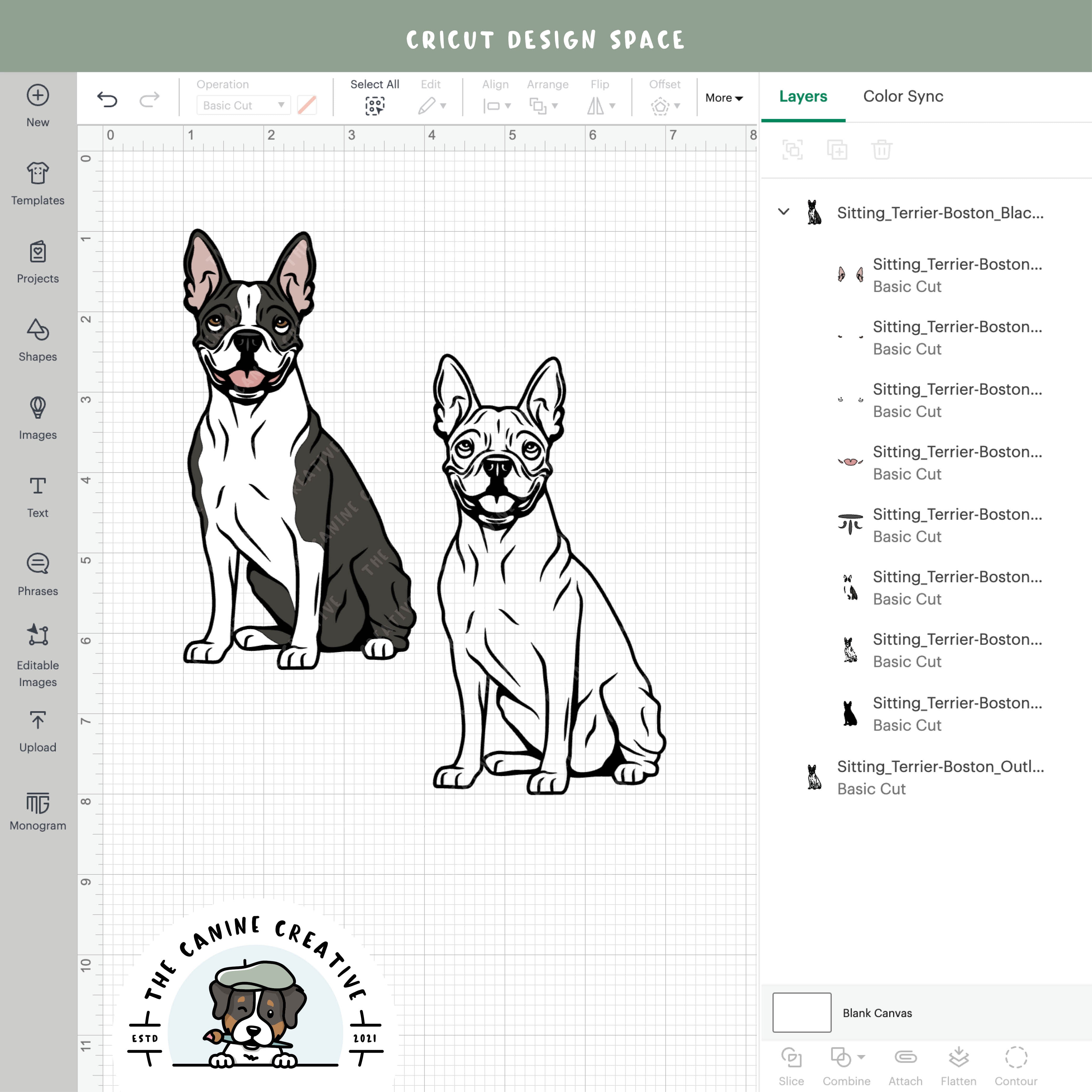 Screenshot showing design layers inside Cricut Design Space.