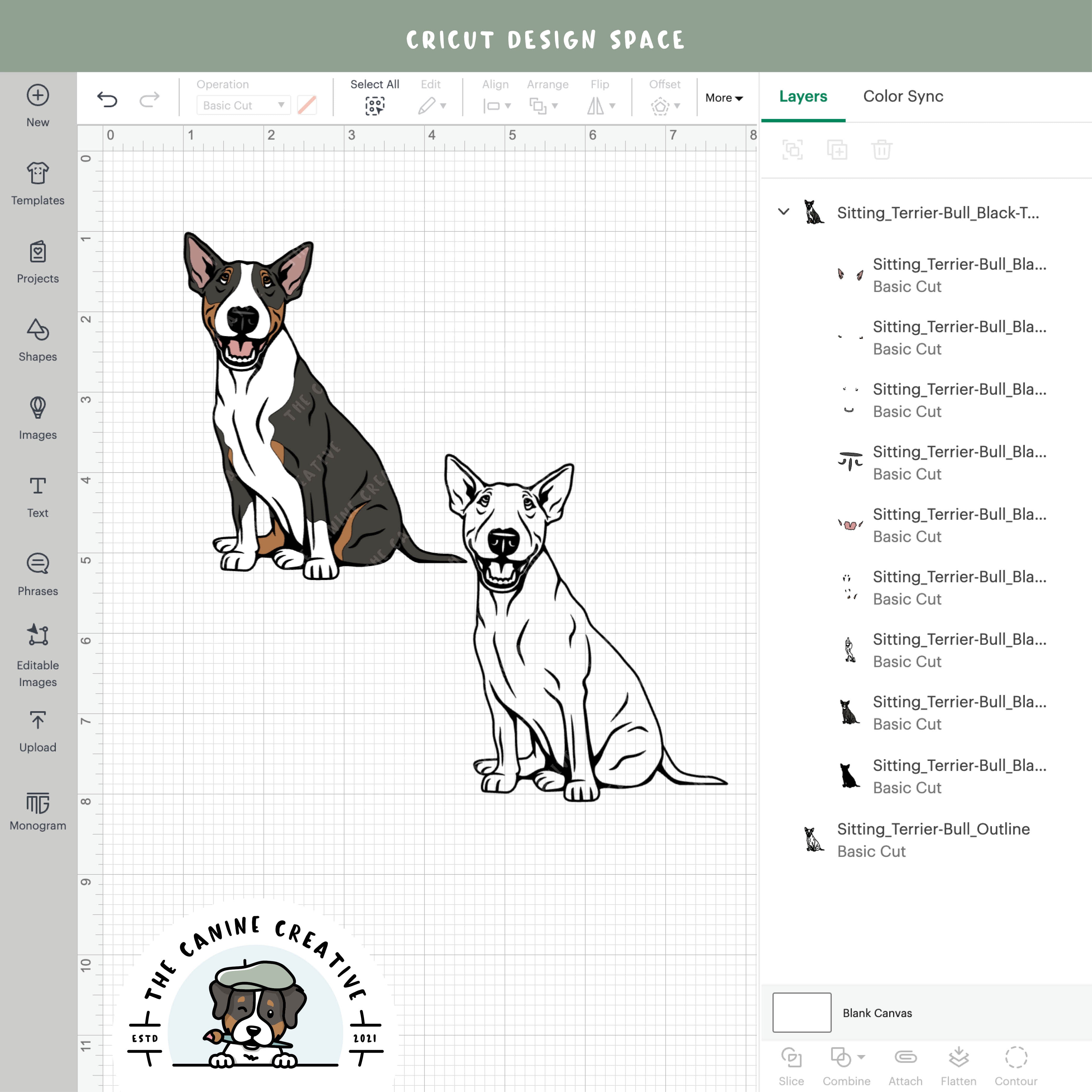 Screenshot showing design layers inside Cricut Design Space.