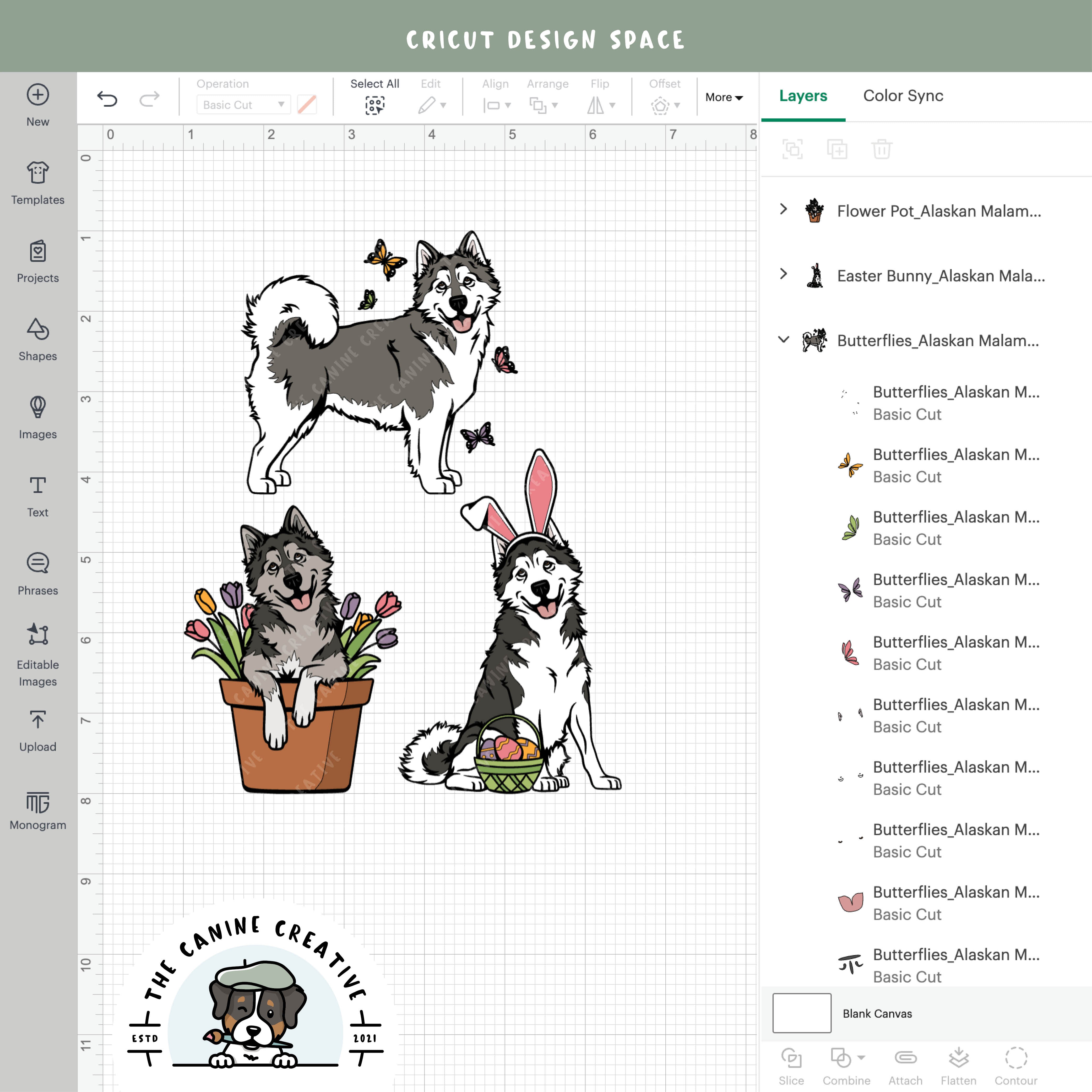 Screenshot showing design layers inside Cricut Design Space.