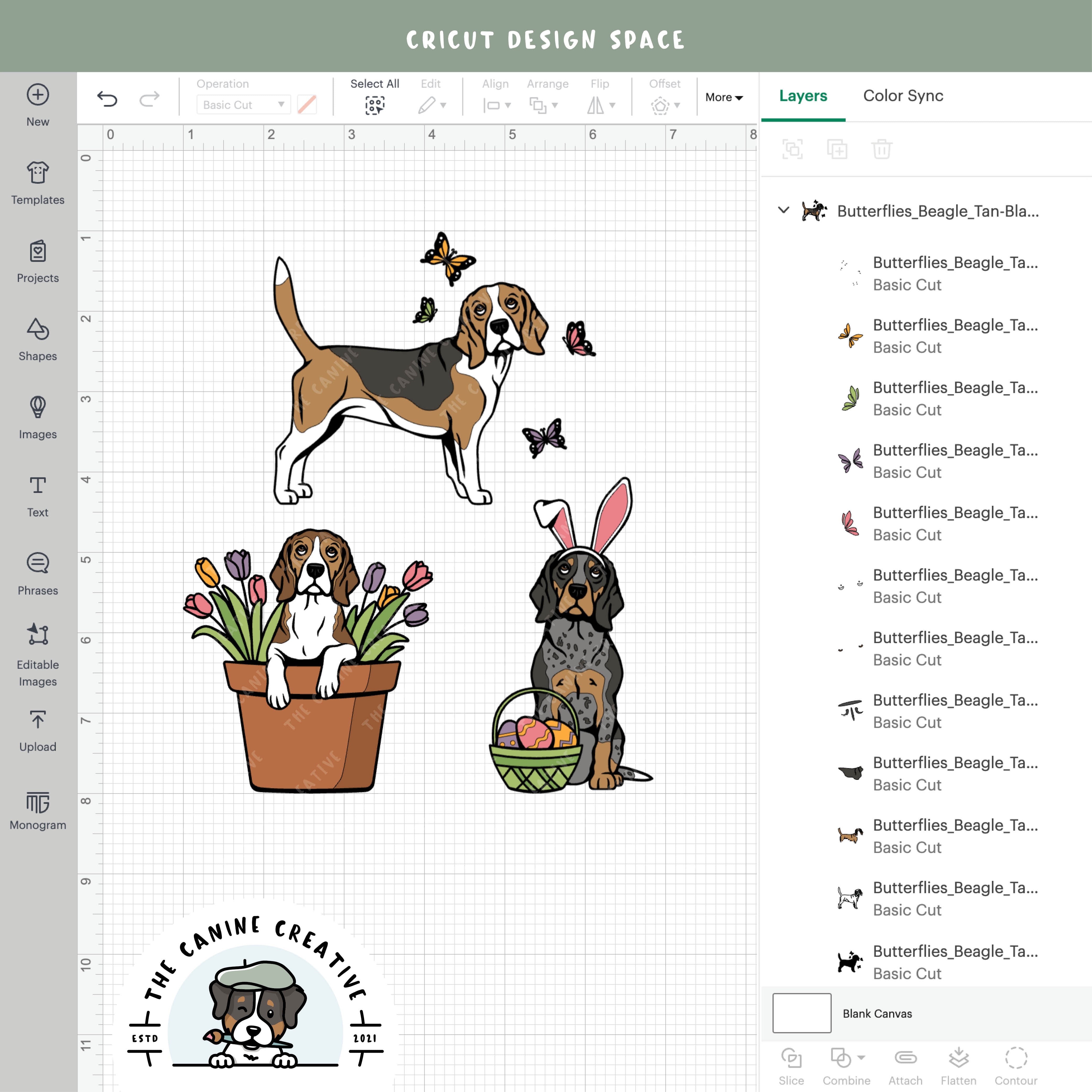 Screenshot showing design layers inside Cricut Design Space.
