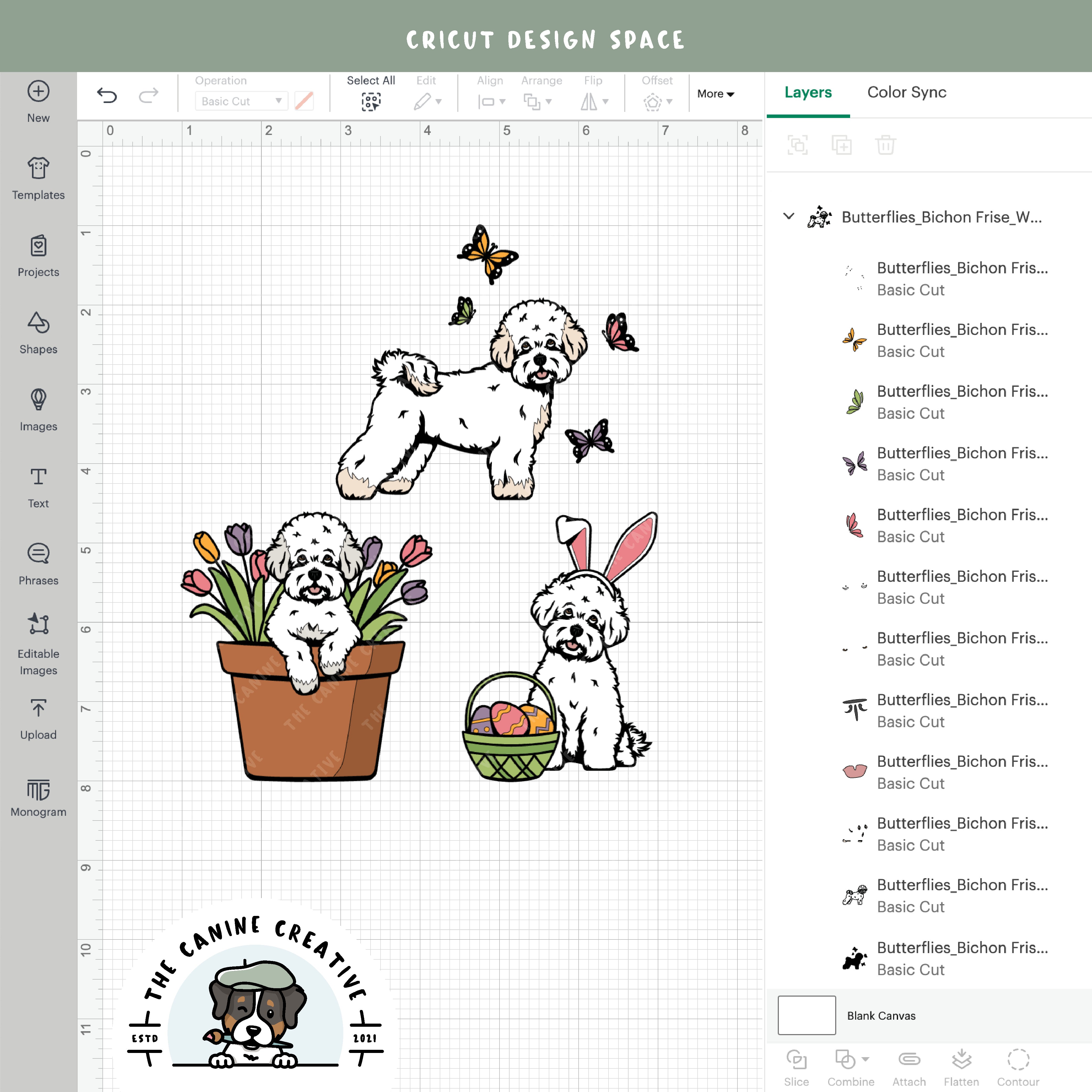 Screenshot showing design layers inside Cricut Design Space.