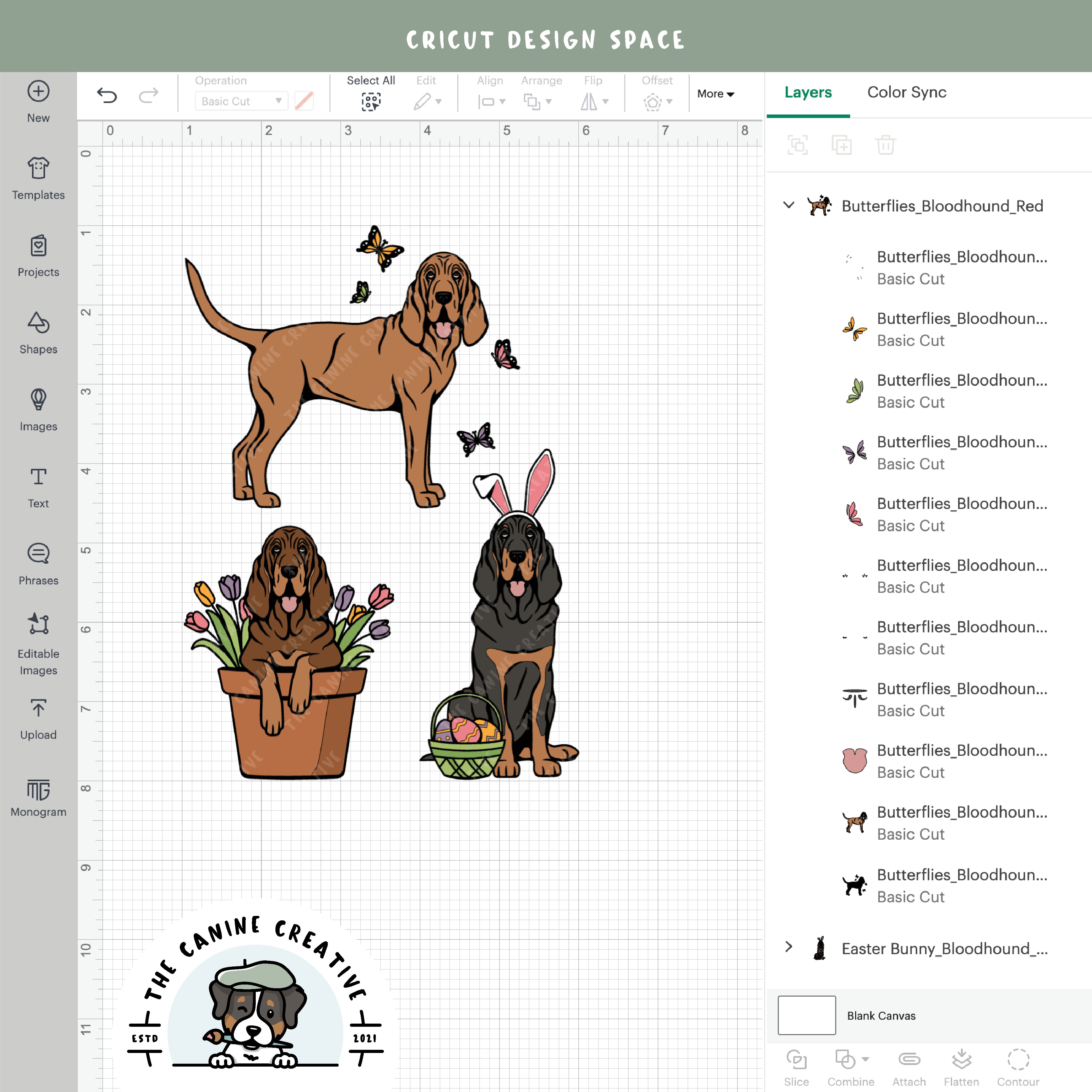 Screenshot showing design layers inside Cricut Design Space.