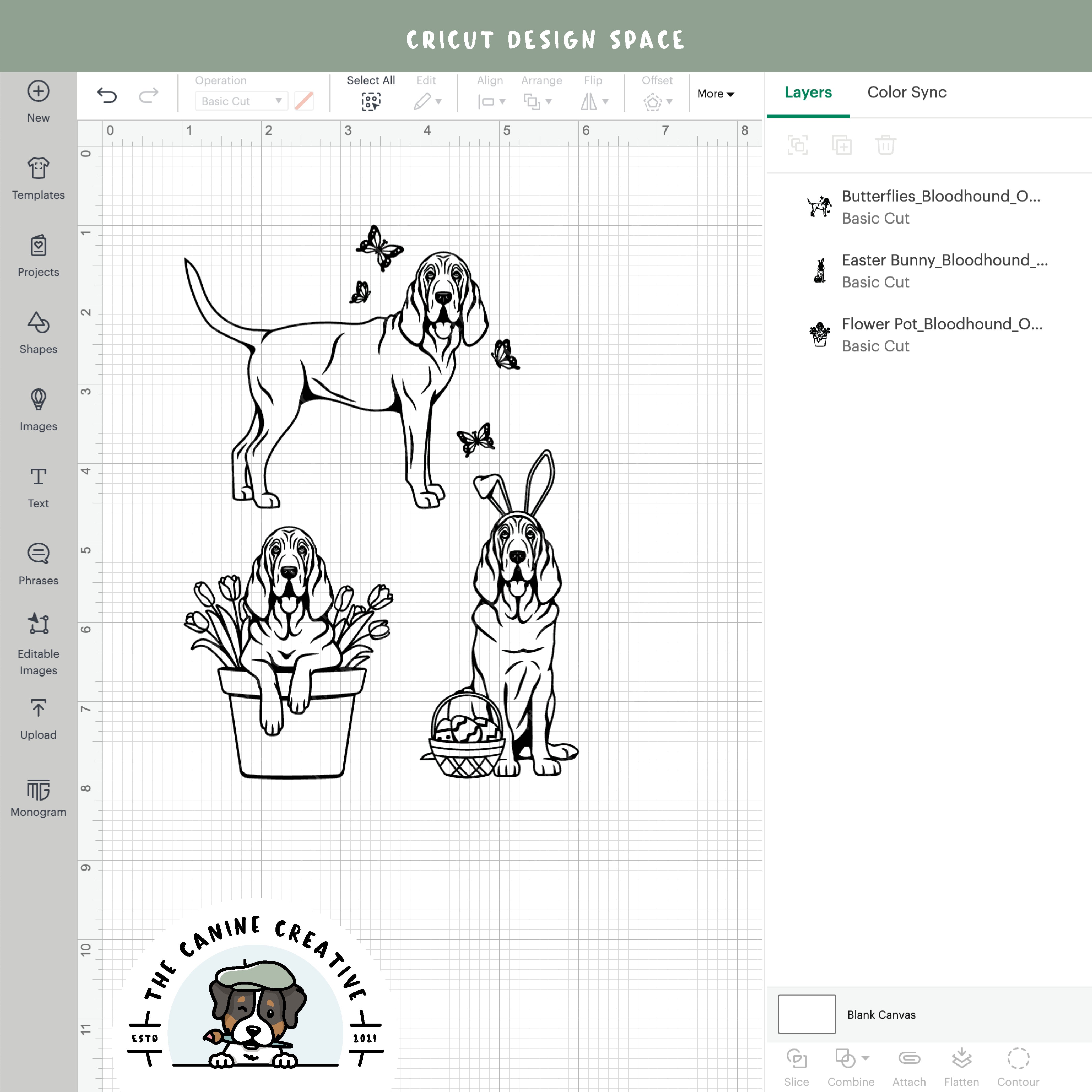 Screenshot showing outline versions inside Cricut Design Space